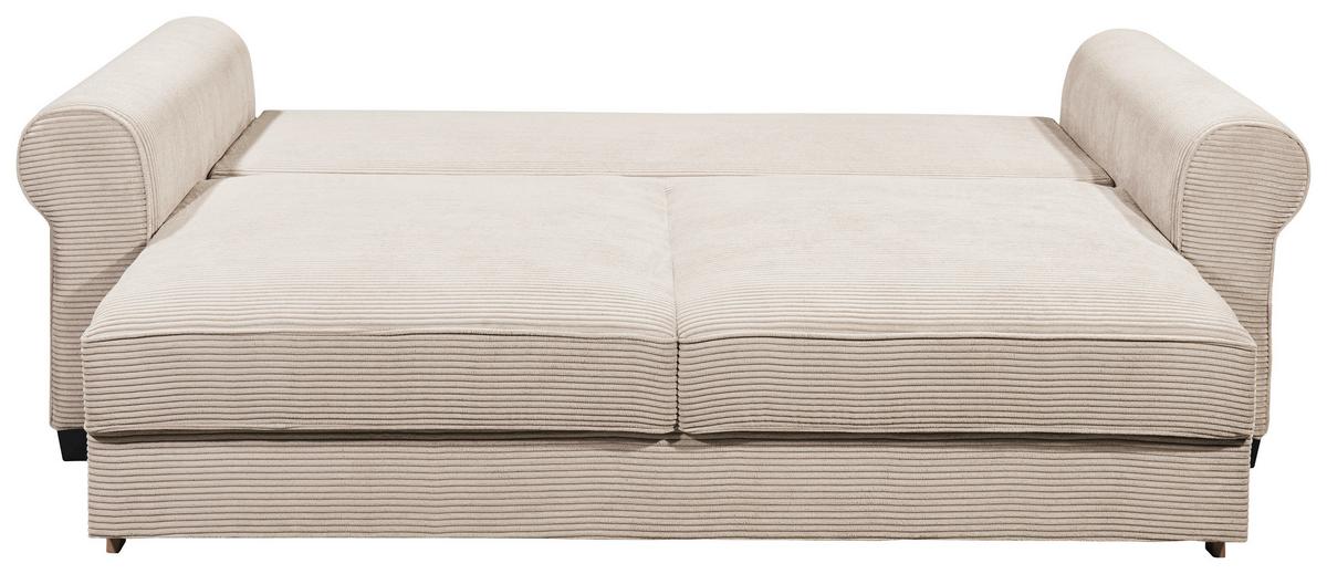 3-sitzer-sofa Mit Schlaf- Funktion Angelina Creme Kord - Creme/Schwarz, Basics, Textil (250/95/125cm) - MID.YOU
