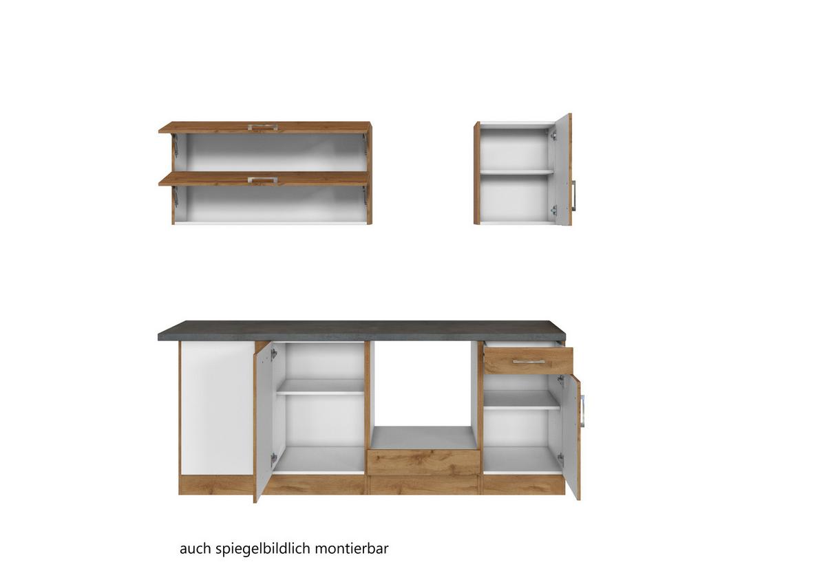 Eckküche Winkelblock Ohne Geräte 210x150 Cm Eichefarben - Eichefarben/Anthrazit, MODERN, Holzwerkstoff (210/210cm) - Held