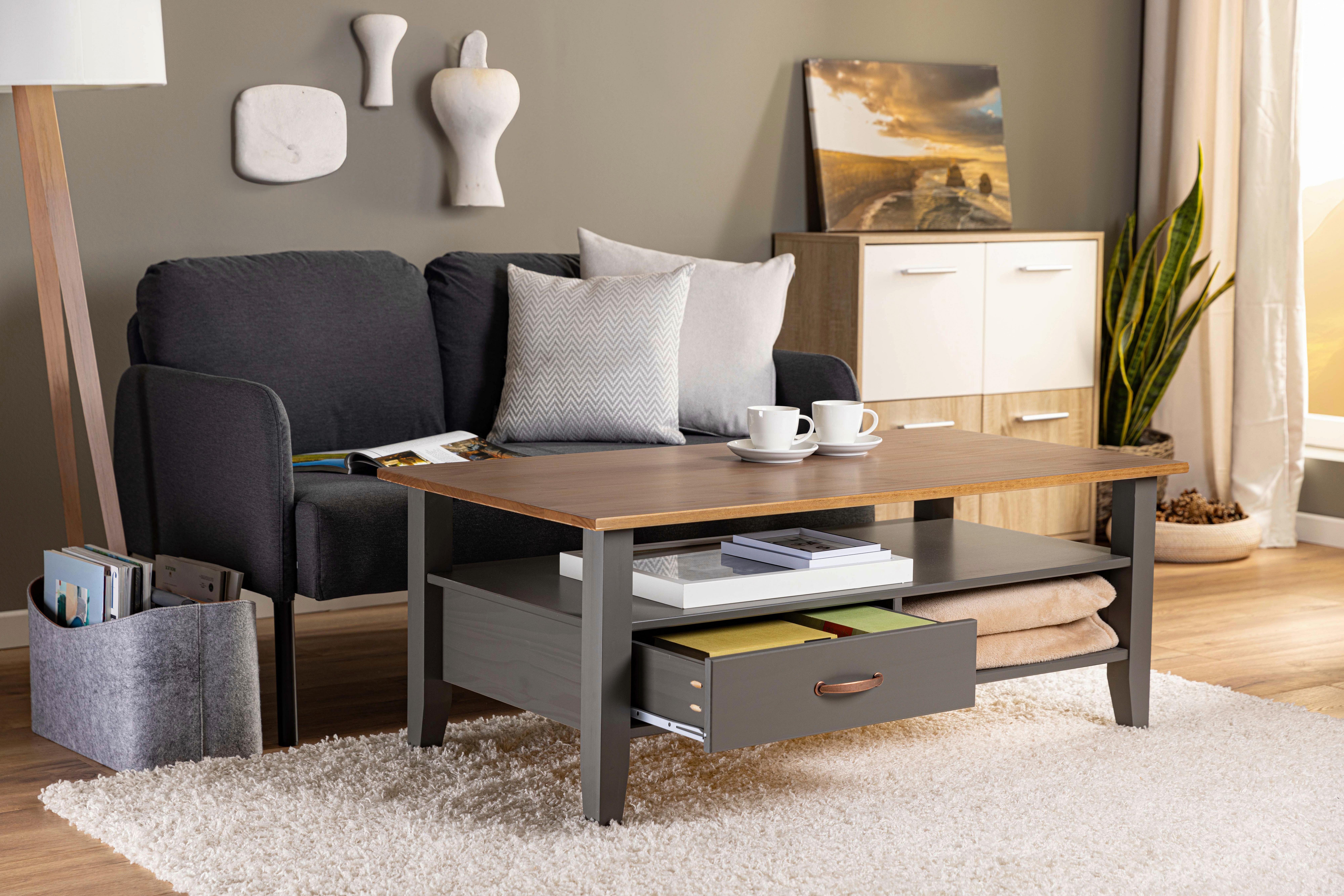 Couchtisch Luzerna - Braun/Grau, Design, Holz (115/60/45cm) - Livetastic