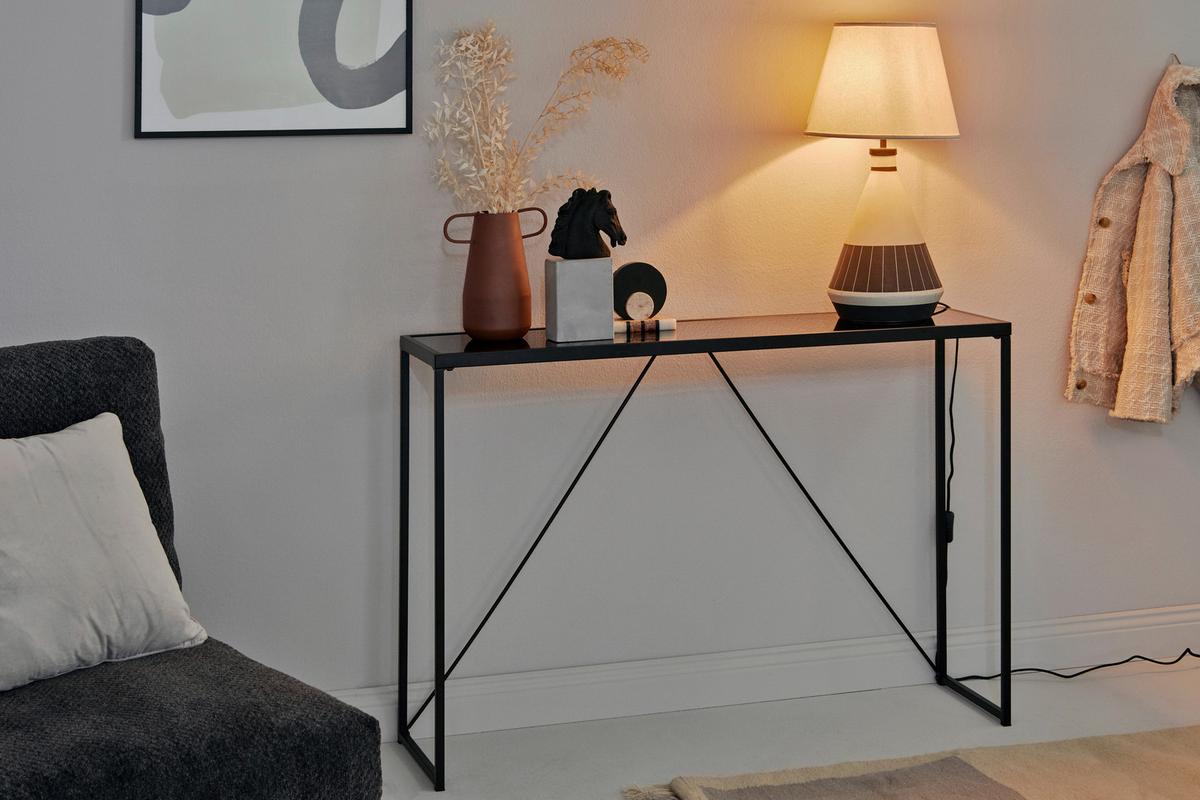 Konsolentisch Glam Console Schwarz B: 30 Cm - Schwarz, KONVENTIONELL, Glas/Metall (111/30/76cm) - Livetastic