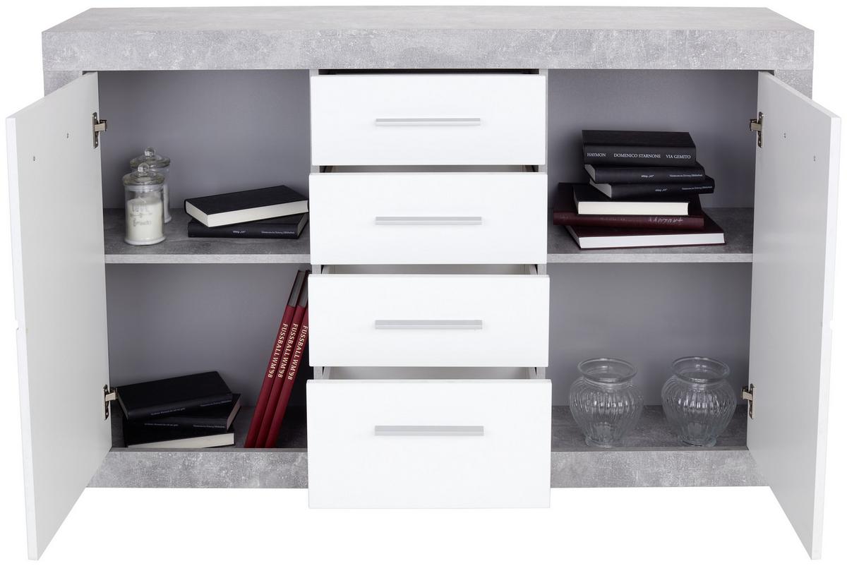 ŠIROKÁ KOMODA MALTA - šedá/bílá, Moderní, kompozitní dřevo/plast (138/86/35cm)