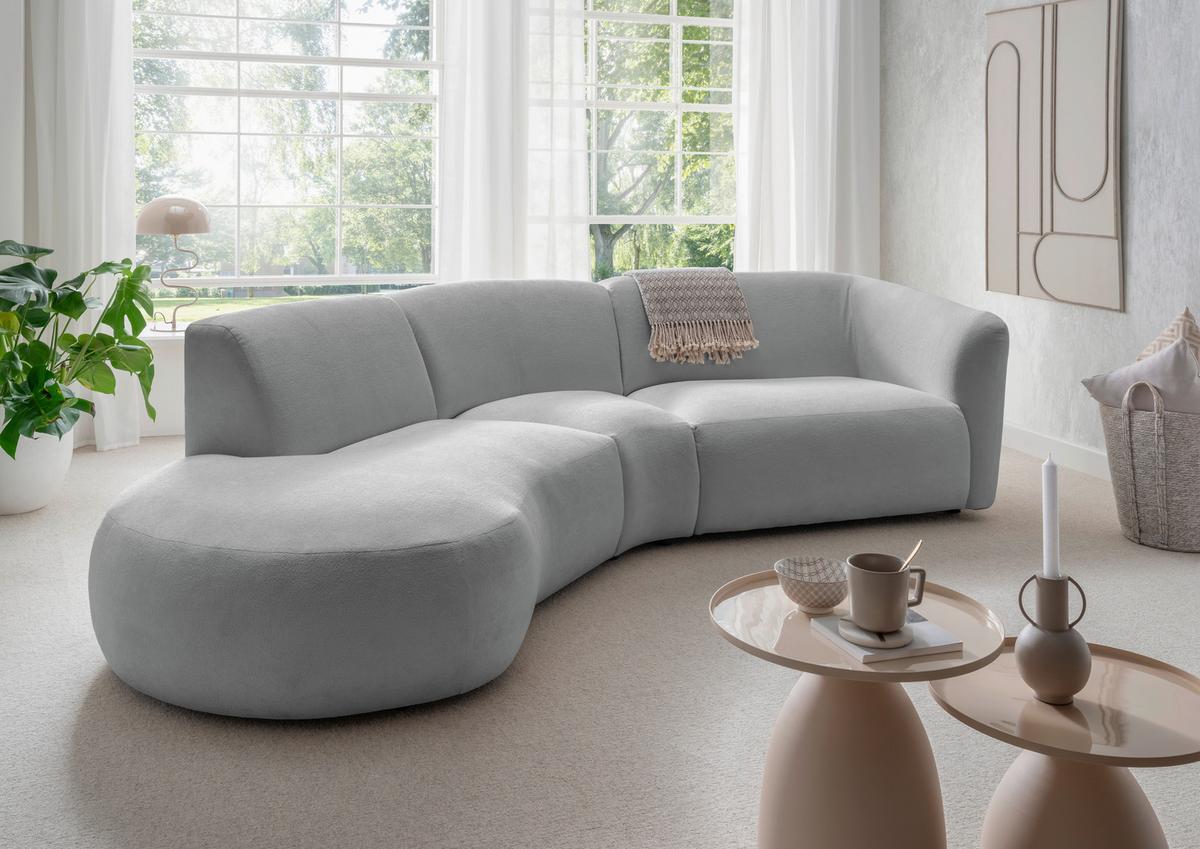 Ecksofa Jesi Silberfarben S: 182x276 Cm - Silberfarben/Schwarz, MODERN, Textil (182/276cm) - Livetastic