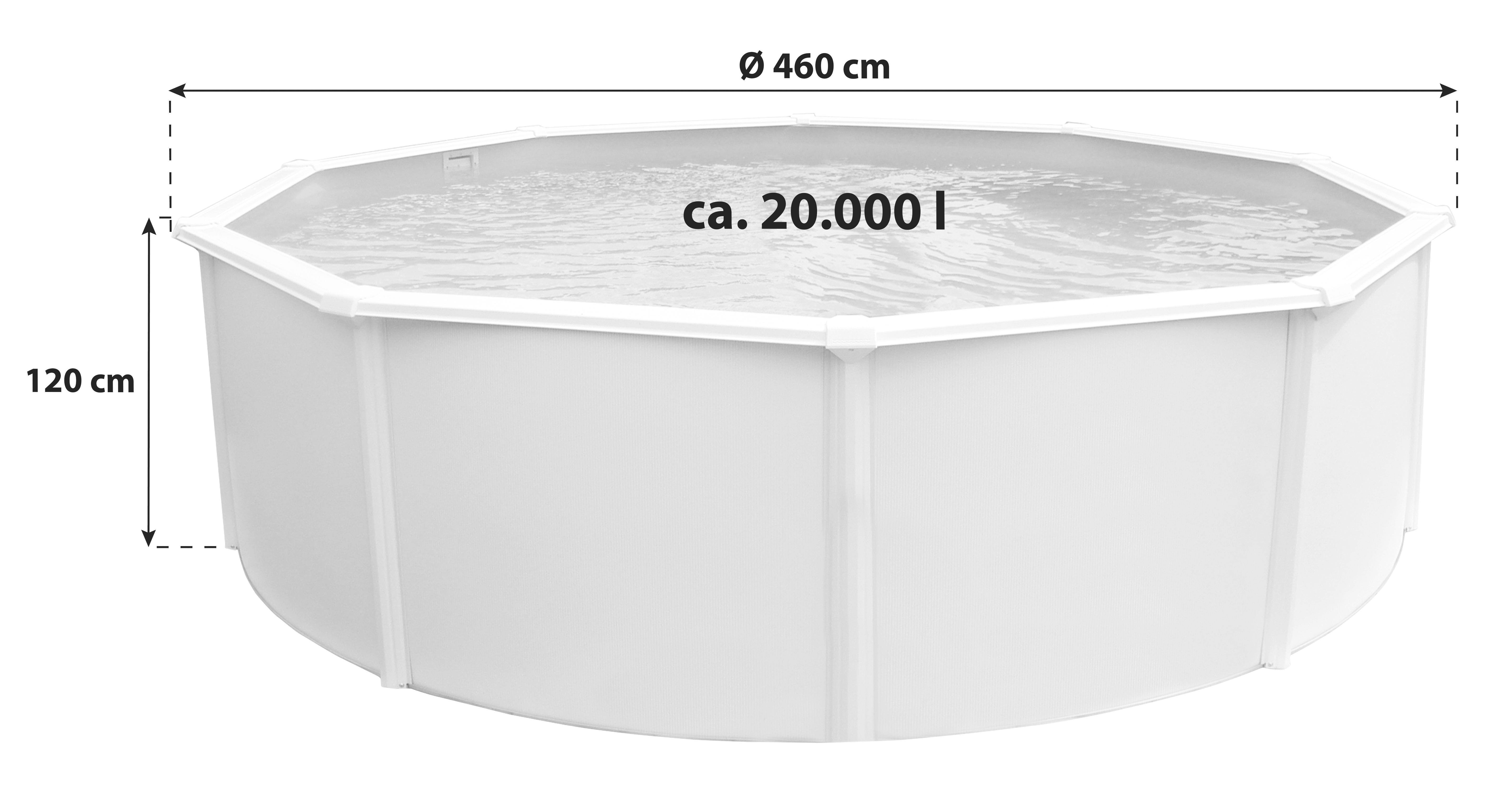 Stahlwandpool Rund Set Steely De Luxe mit Pumpe Ø 460 cm - Weiß, MODERN, Metall (460/120cm)