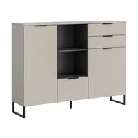 Highboard Noida Kaschmir/schwarz  B: 150 Cm - Kaschmir/Schwarz, Design, Holzwerkstoff (150/112/37cm) - Livetastic