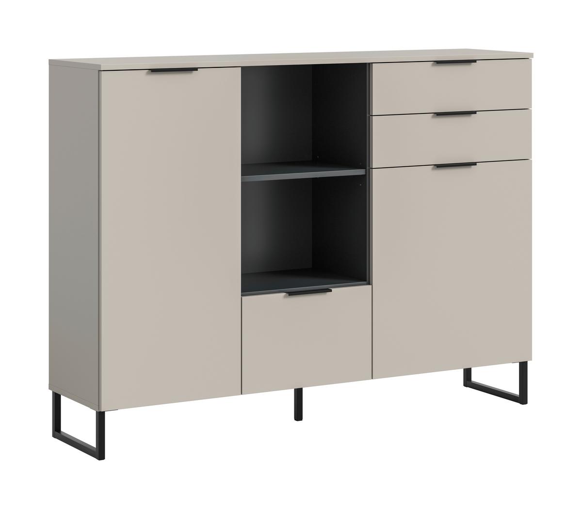 Highboard Noida Kaschmir/schwarz  B: 150 Cm - Kaschmir/Schwarz, Design, Holzwerkstoff (150/112/37cm) - Livetastic