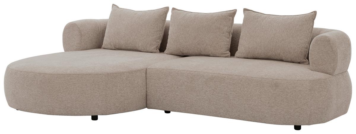 Ecksofa Ferro Hellbraun S: 156x256 cm - Hellbraun/Schwarz, Design, Textil (156/256cm) - Livetastic