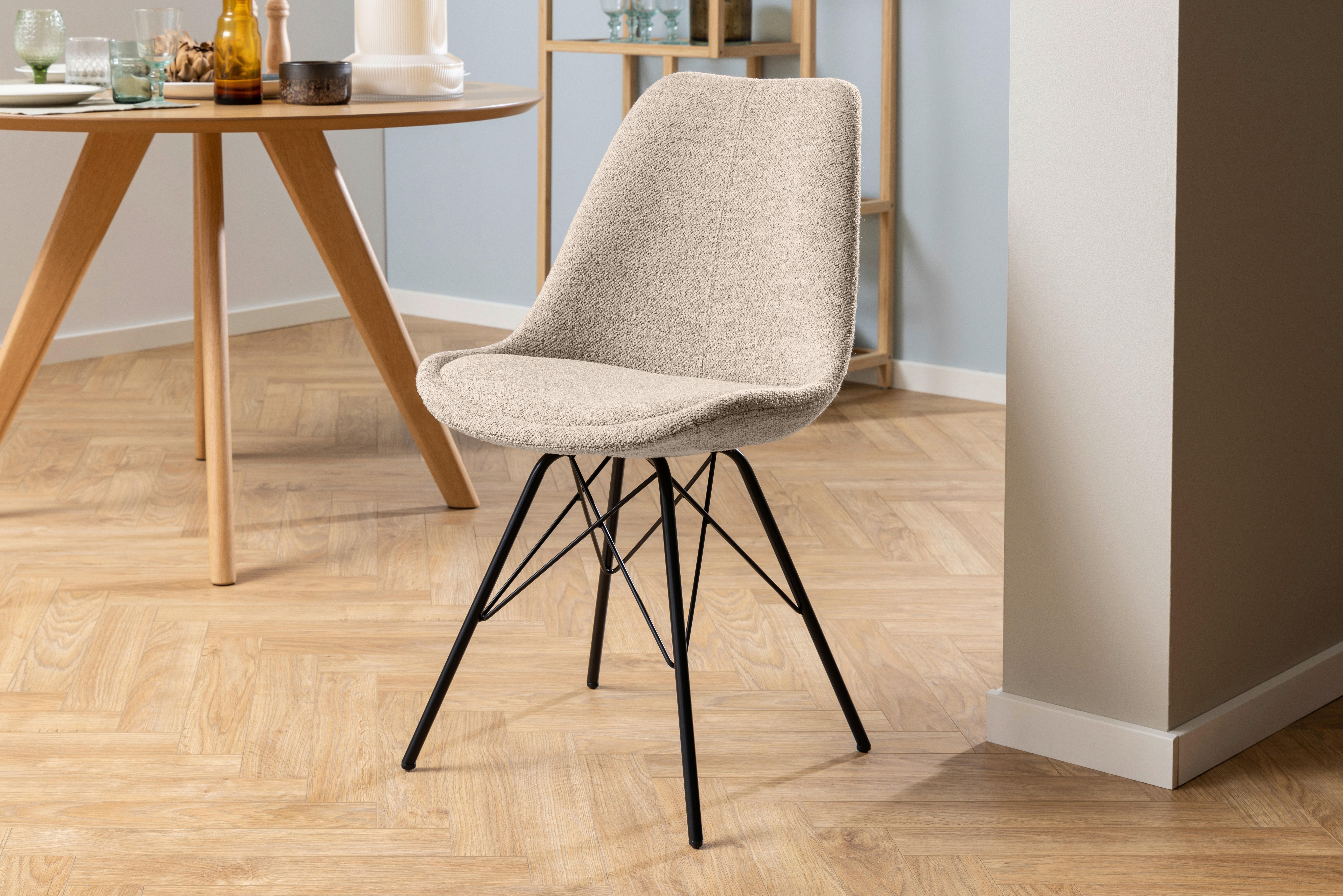 Stuhl Eris Beige B: 48,5 Cm - Beige/Schwarz, Design, Holz/Textil (48,5/85,5/54cm) - MID.YOU