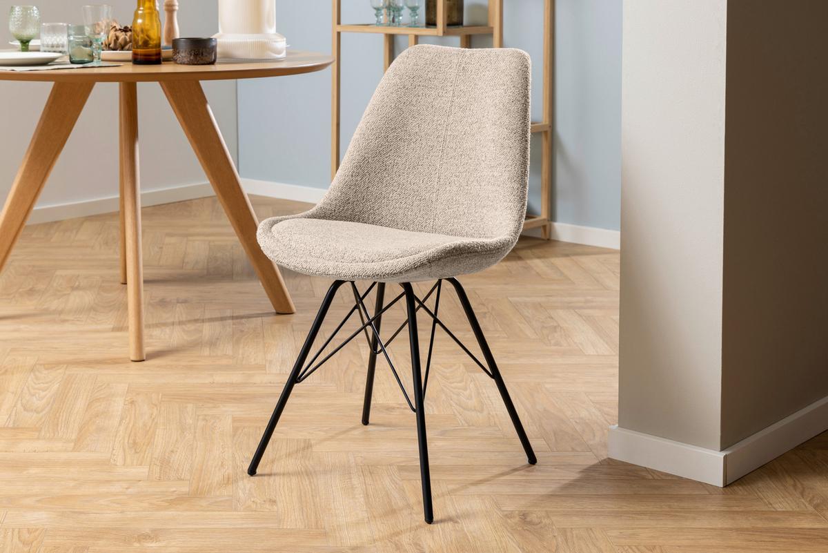 Stuhl Eris Beige B: 48,5 Cm - Beige/Schwarz, Design, Holz/Textil (48,5/85,5/54cm) - MID.YOU