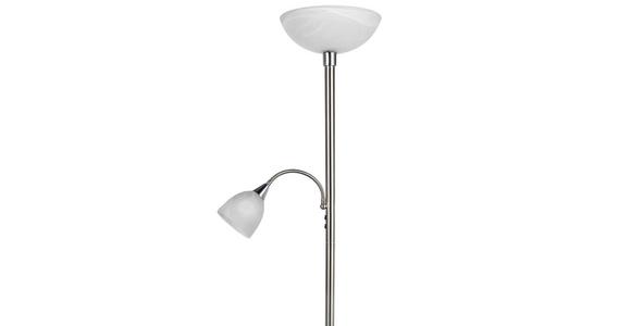 Stehlampe Erol Nickelfarben/Weiß mit Lesearm - Weiß/Nickelfarben, KONVENTIONELL, Glas/Metall (30/178cm) - James Wood