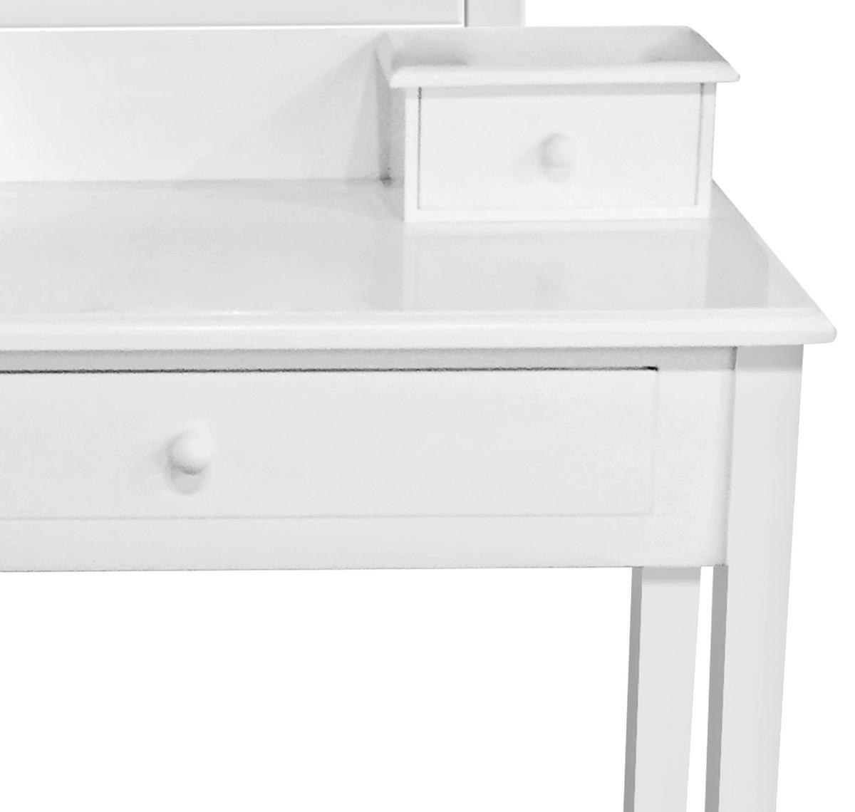 Schminktisch Vanessa Weiß B: 80 cm mit Laden + Spiegel - Weiß, MODERN, Glas/Holz (80/132/40cm)