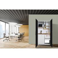 Schrankküche M. Mikrowelle + Kühlschrank 104cm Weiß/schwarz - Silberfarben/Schwarz, MODERN, Holzwerkstoff/Metall (104/193/67cm) - Respekta