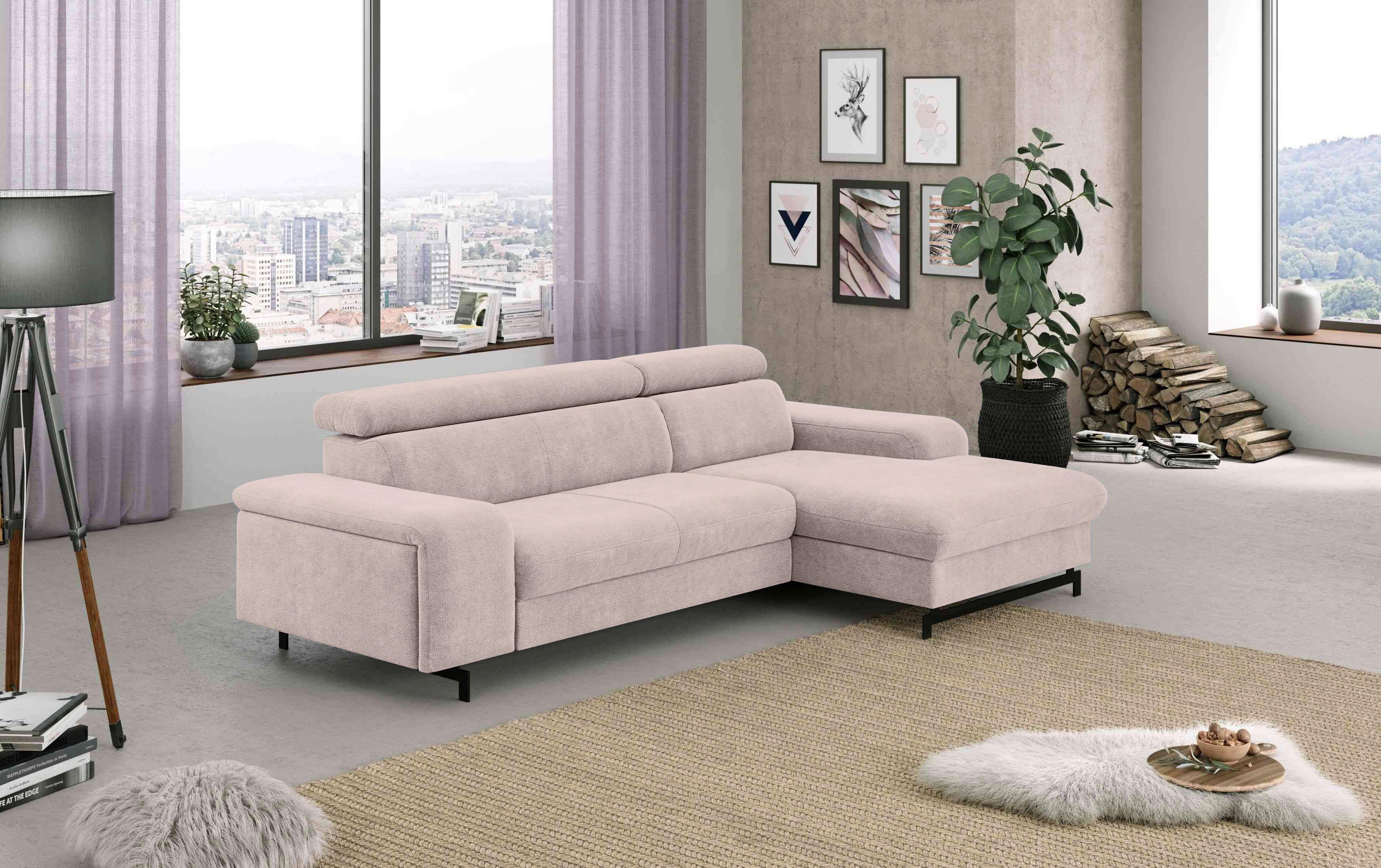 Ecksofa mit Bettkasten Emma Creme 267x165 cm - Blau/Creme, Textil (267/165cm) - MID.YOU