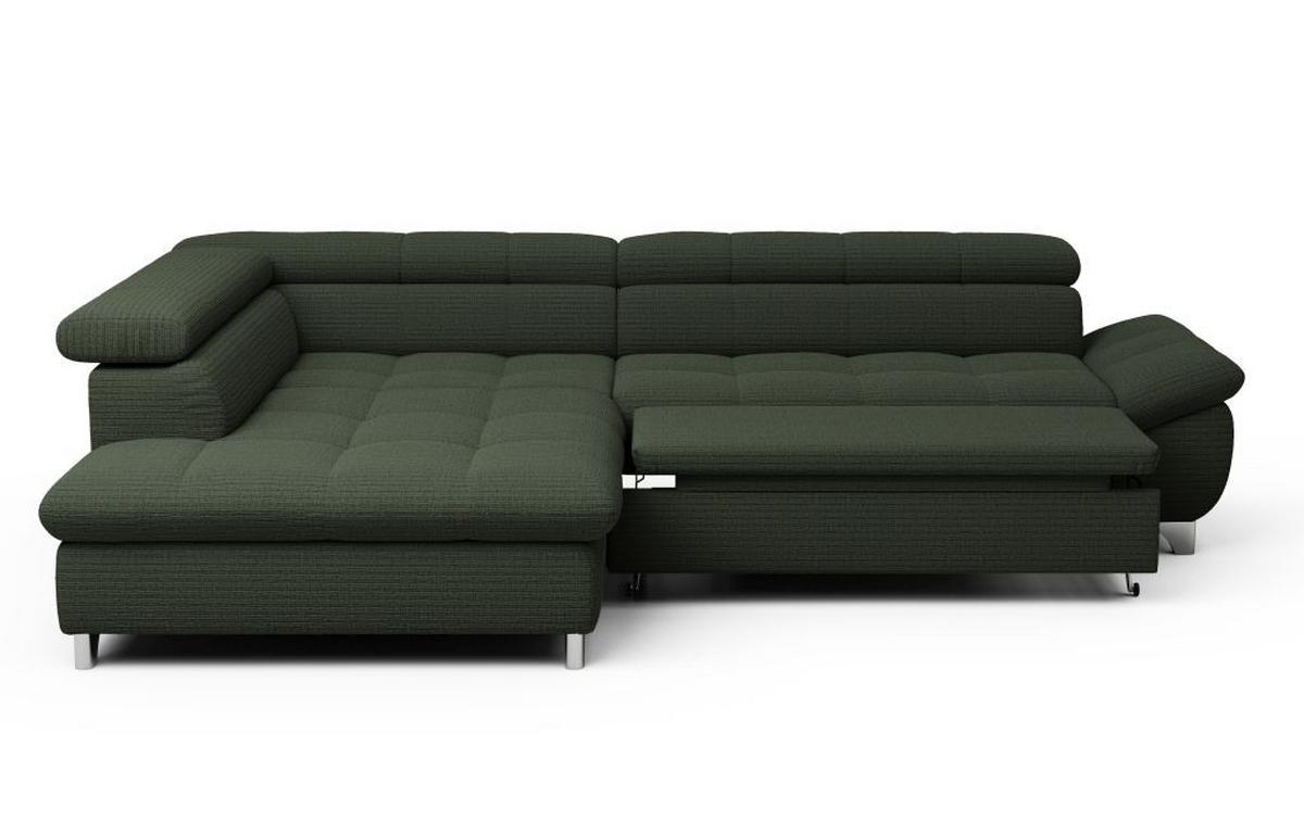 Rohová sedačka GEMINI, ľavá, tmavozelená ženilka - tmavozelená/chrómová, Konventionell, kov/textil (234/312cm)
