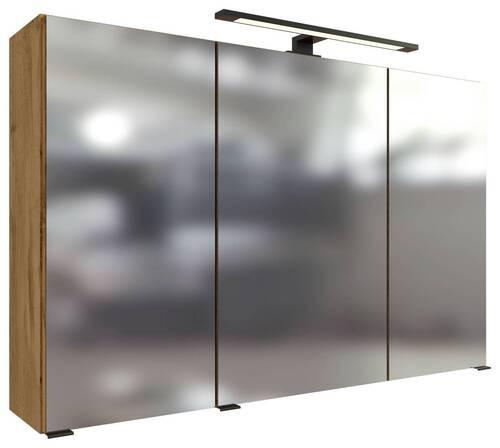 Spiegelschrank Manchester Led 3 Türen 100x64x20 cm - Eichefarben, MODERN, Glas/Holzwerkstoff (100/64/20cm) - Held