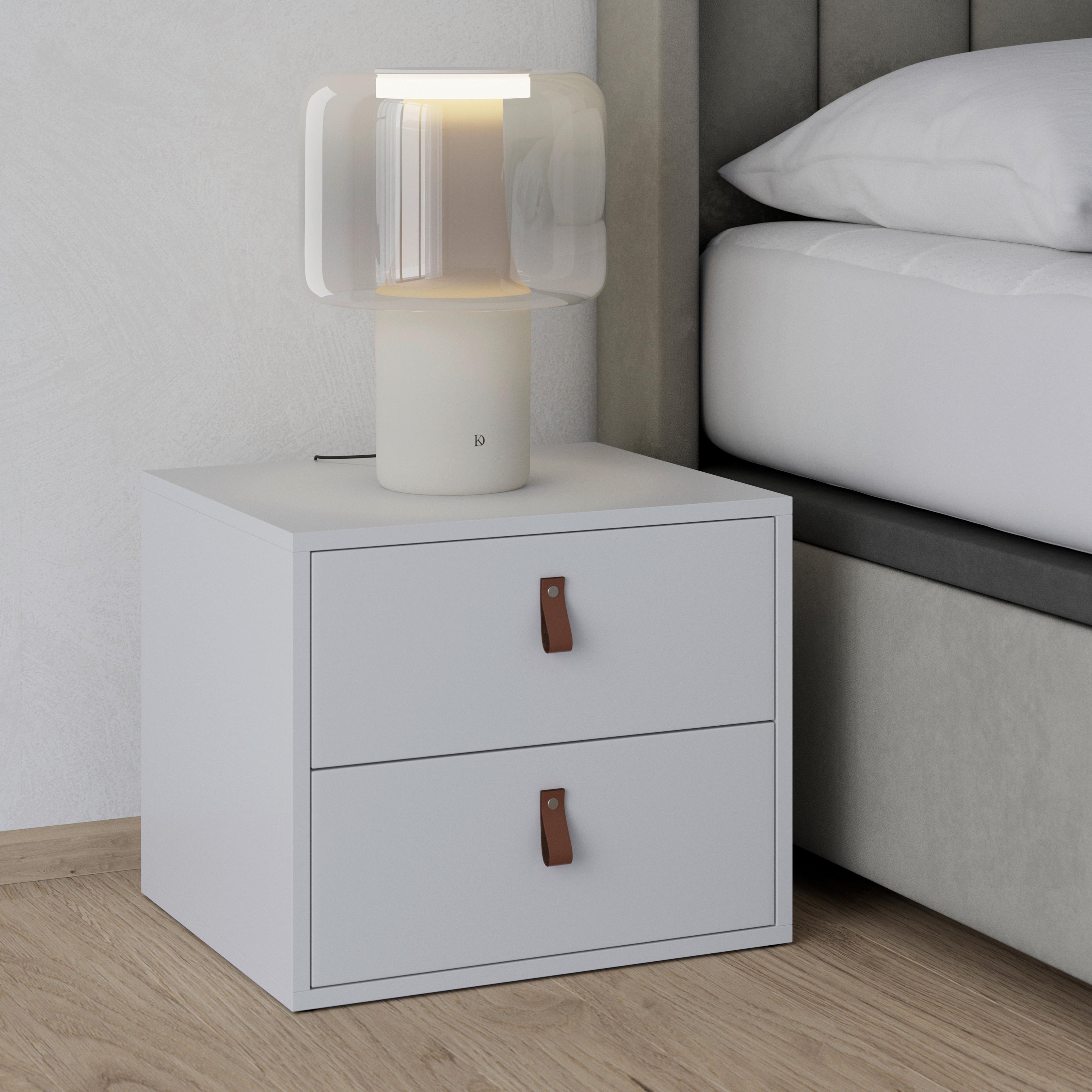 Noční stolek MICK - bílá/černá, Moderní, kompozitní dřevo/plast (46/40/40cm) - Modern Living