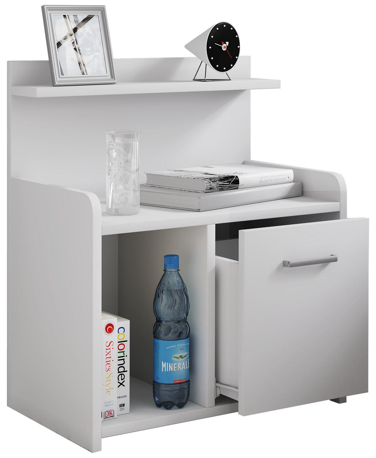 Nachtkästchen Weiß H: 60 cm Nilasa - Weiß, Basics, Holzwerkstoff (47/60/29cm) - MID.YOU