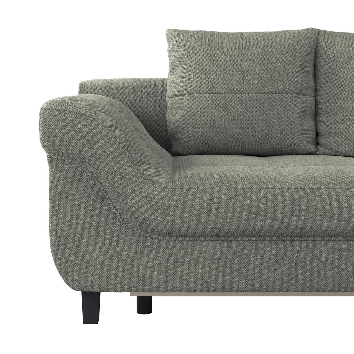 Ecksofa Mendoza - Schwarz/Grau, Design, Textil (309/197cm) - Ondega