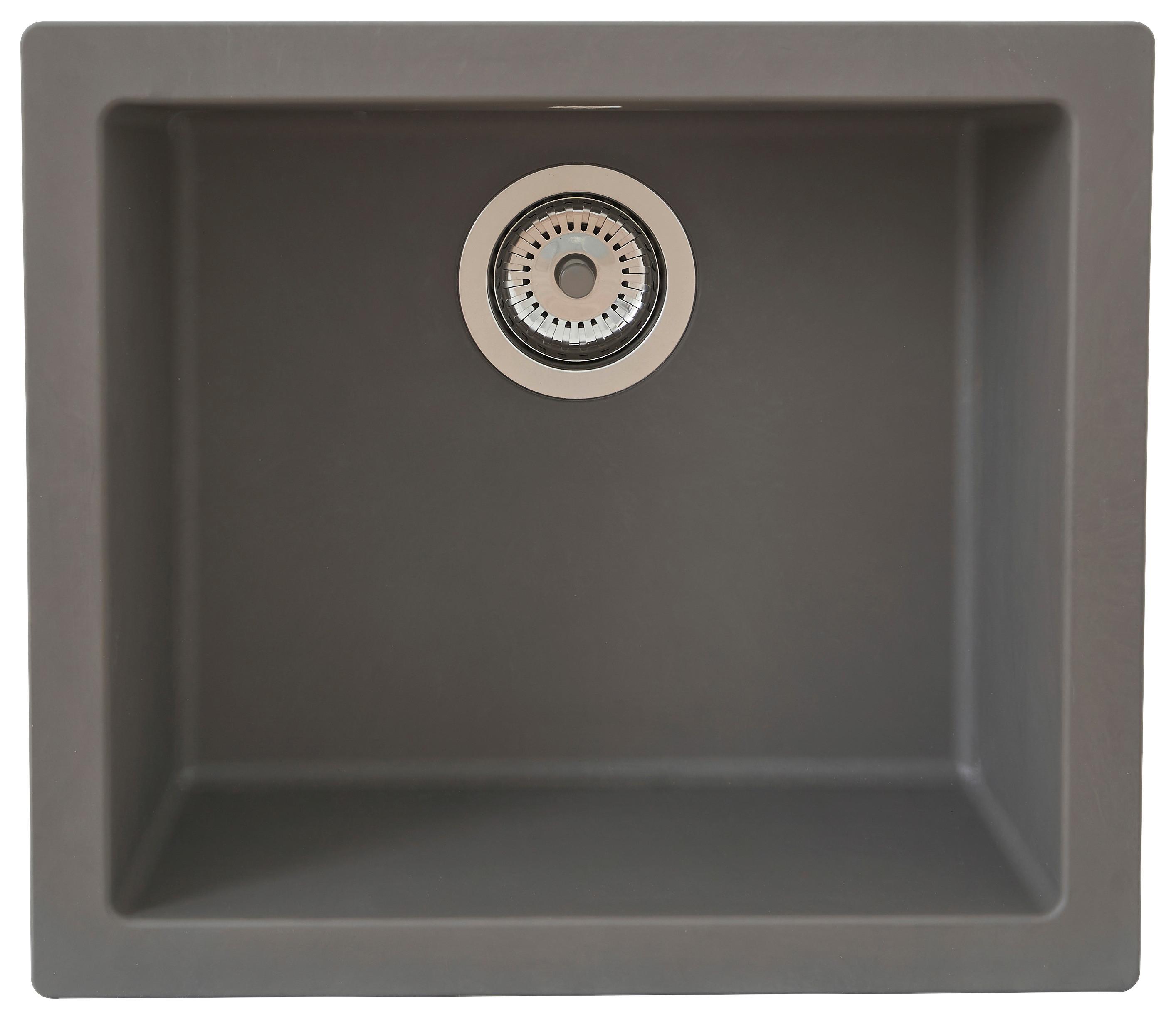 Spüle Respekta Ohio Kunststein Bxt: 50x44 cm - Grau, Trend, Glas/Kunststoff (50/19/44cm) - Respekta