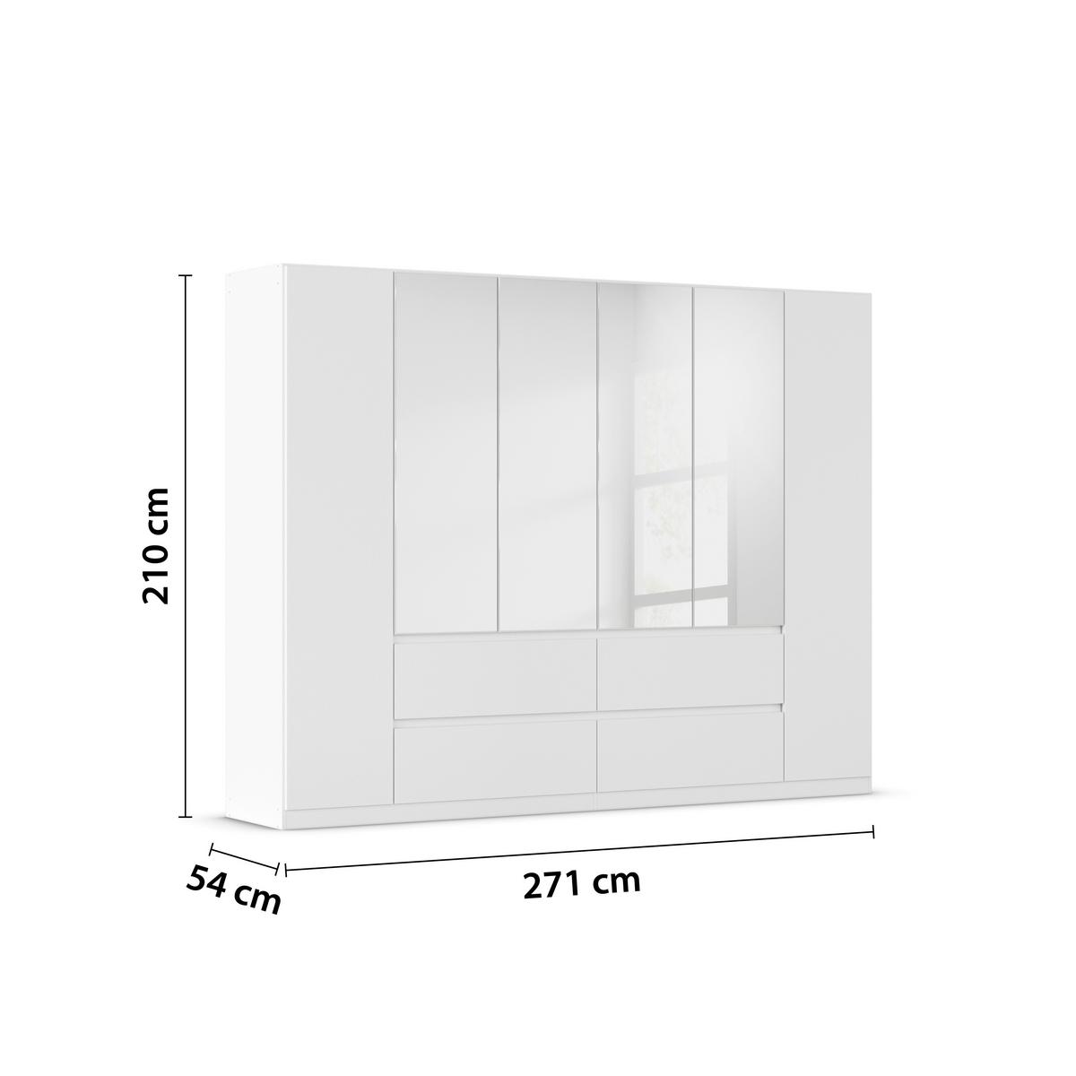 Drehtürenschrank Mainz Weiß B: 271 cm - Silberfarben/Weiß, Basics, Holzwerkstoff (271/210/54cm) - Rauch Möbel