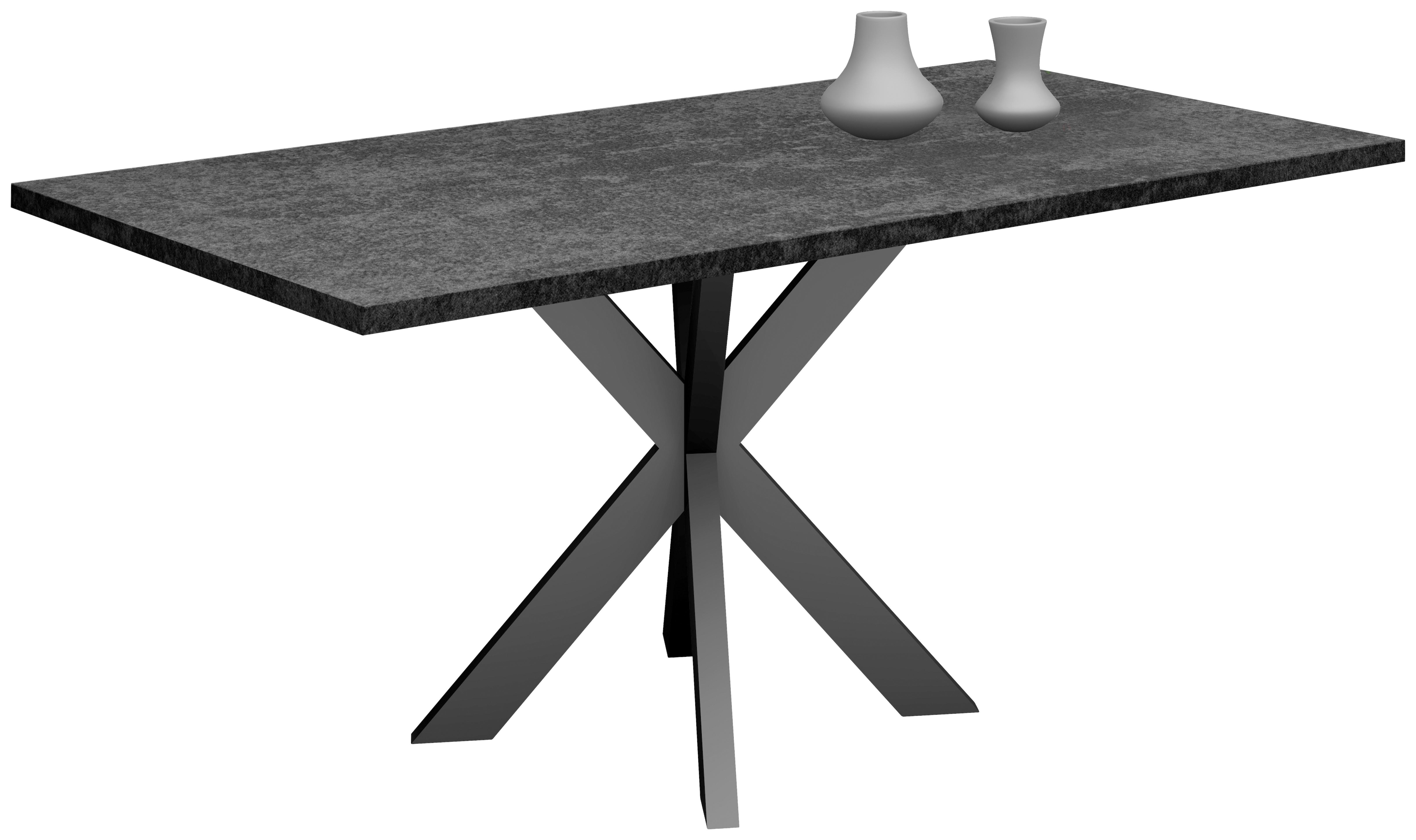 Esstisch Alex Graphitfarben, Schwarz - Schwarz/Graphitfarben, MODERN, Holzwerkstoff/Metall (140/90/78cm) - Livetastic