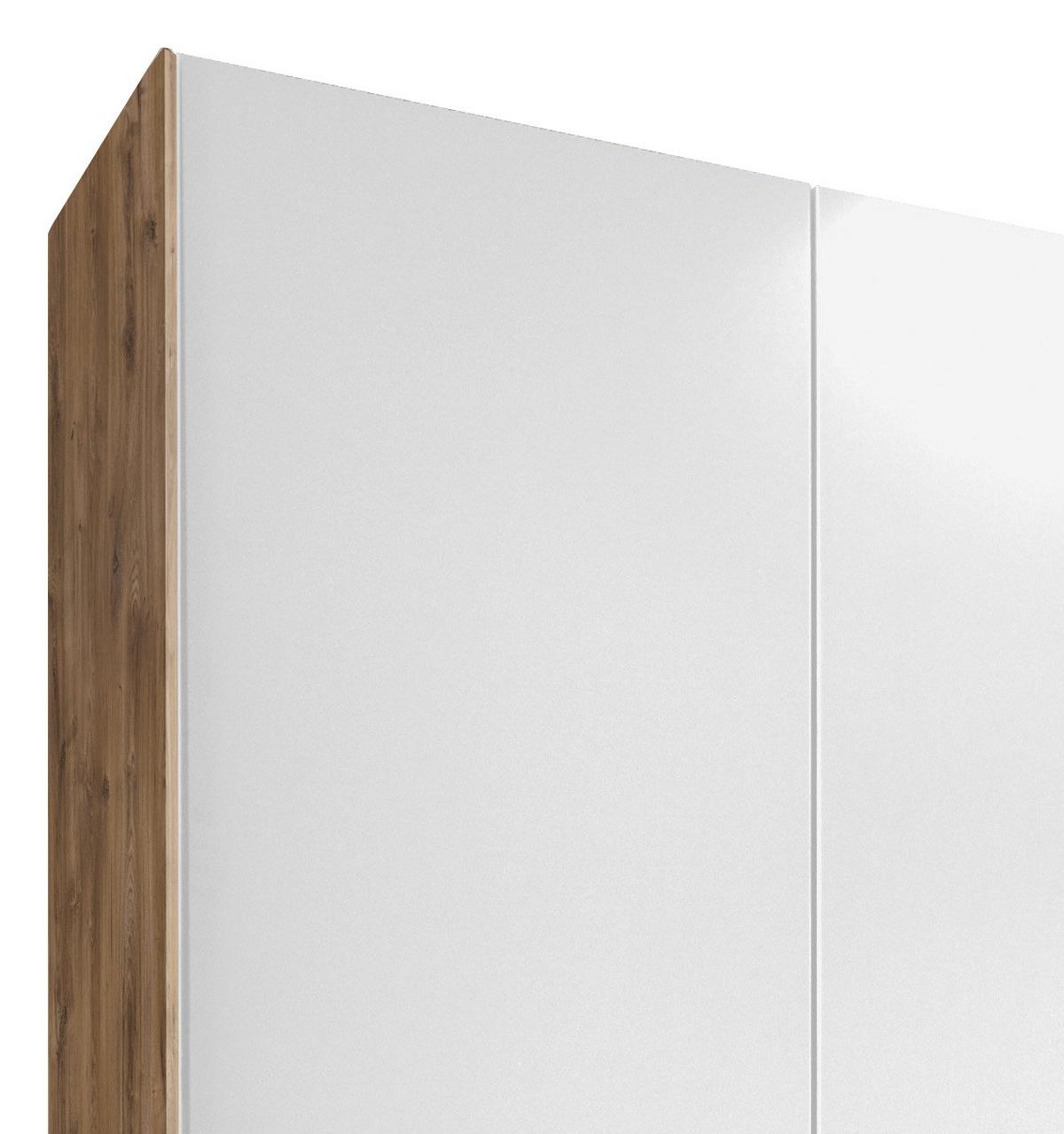 Drehtürenschrank Mit Spiegel + Laden 250cm Level 36a, Weiß - Eichefarben/Weiß, MODERN, Glas/Holzwerkstoff (250/216/58cm) - MID.YOU