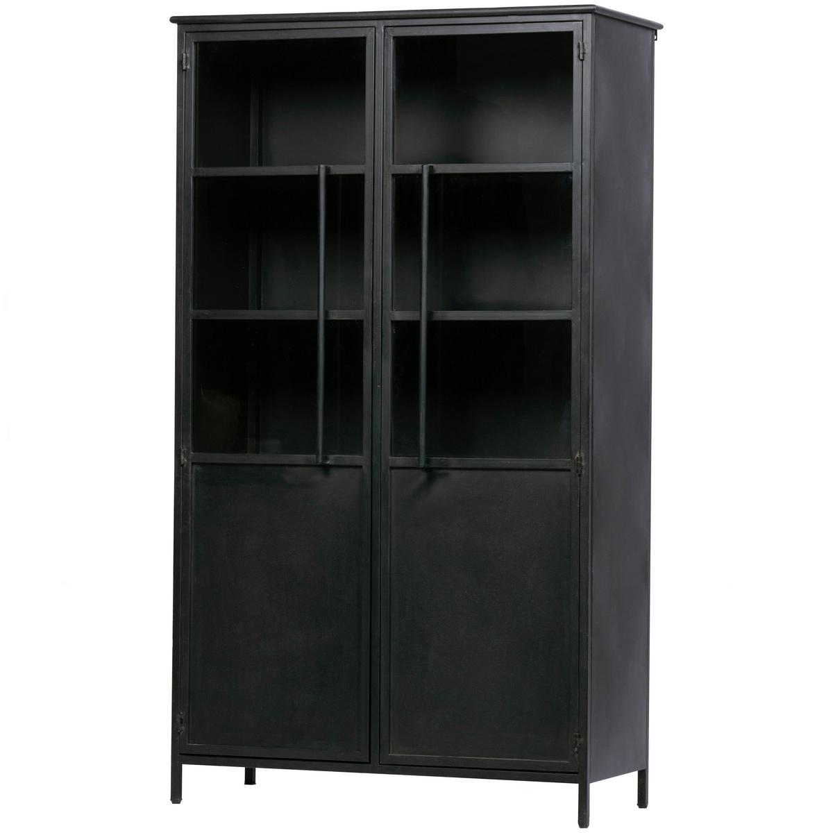 Vitrine Exhibit Schwarz B: 99 Cm - Schwarz, Design, Glas/Metall (99/170/44cm) - Livetastic