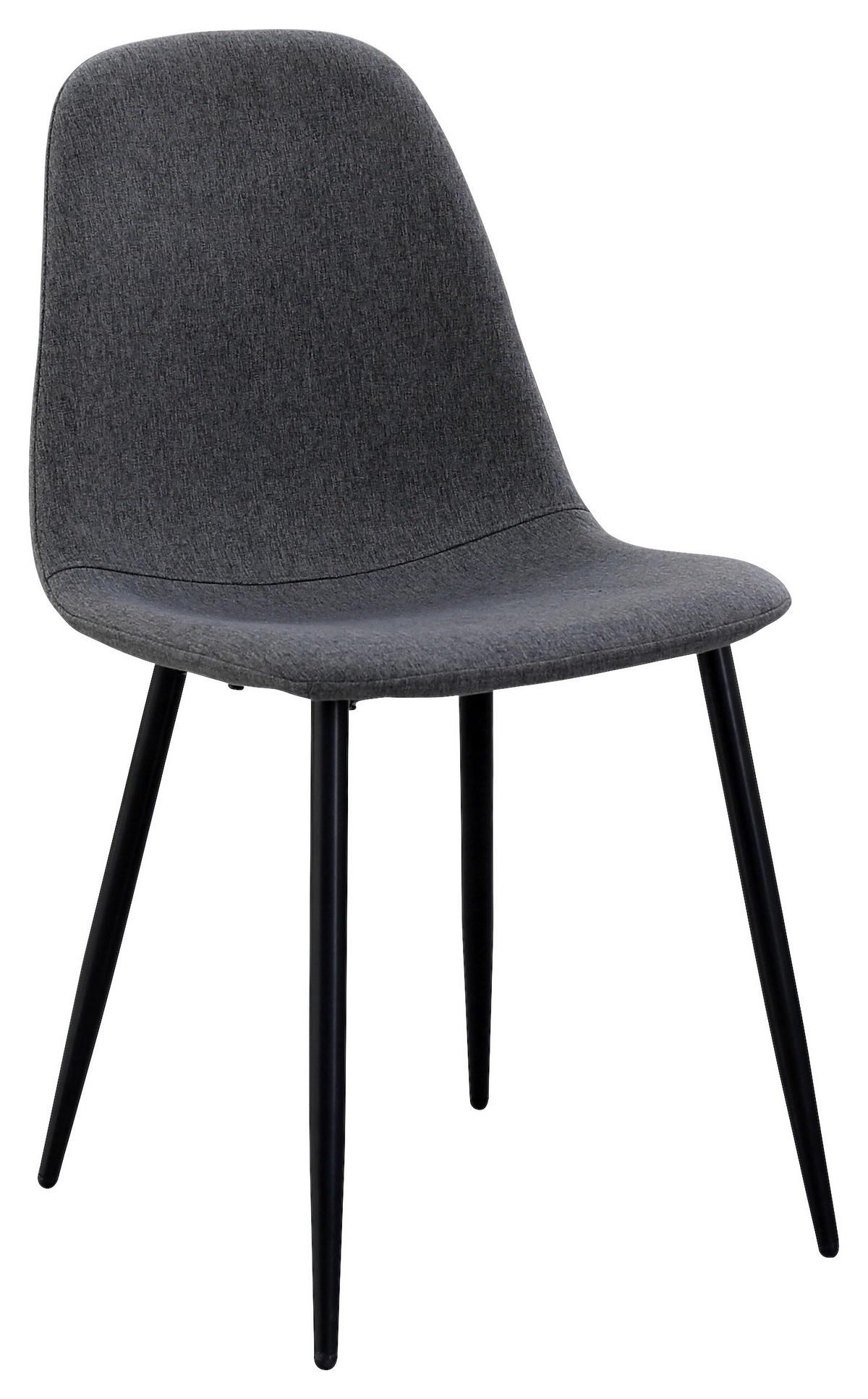 Vierfußstuhl Maria Dunkelgrau, Gepolstert - Dunkelgrau/Schwarz, MODERN, Textil/Metall (44/86/53cm)