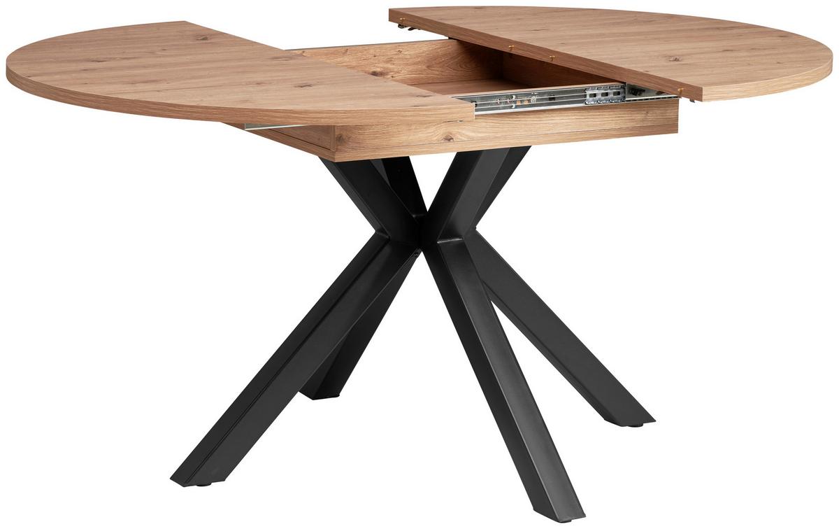 Ausziehtisch Bozan 110 Az 110-150x76x110cm Eiche - Schwarz/Eiche Artisan, KONVENTIONELL, Holzwerkstoff/Metall (110-150/76/110cm) - MID.YOU