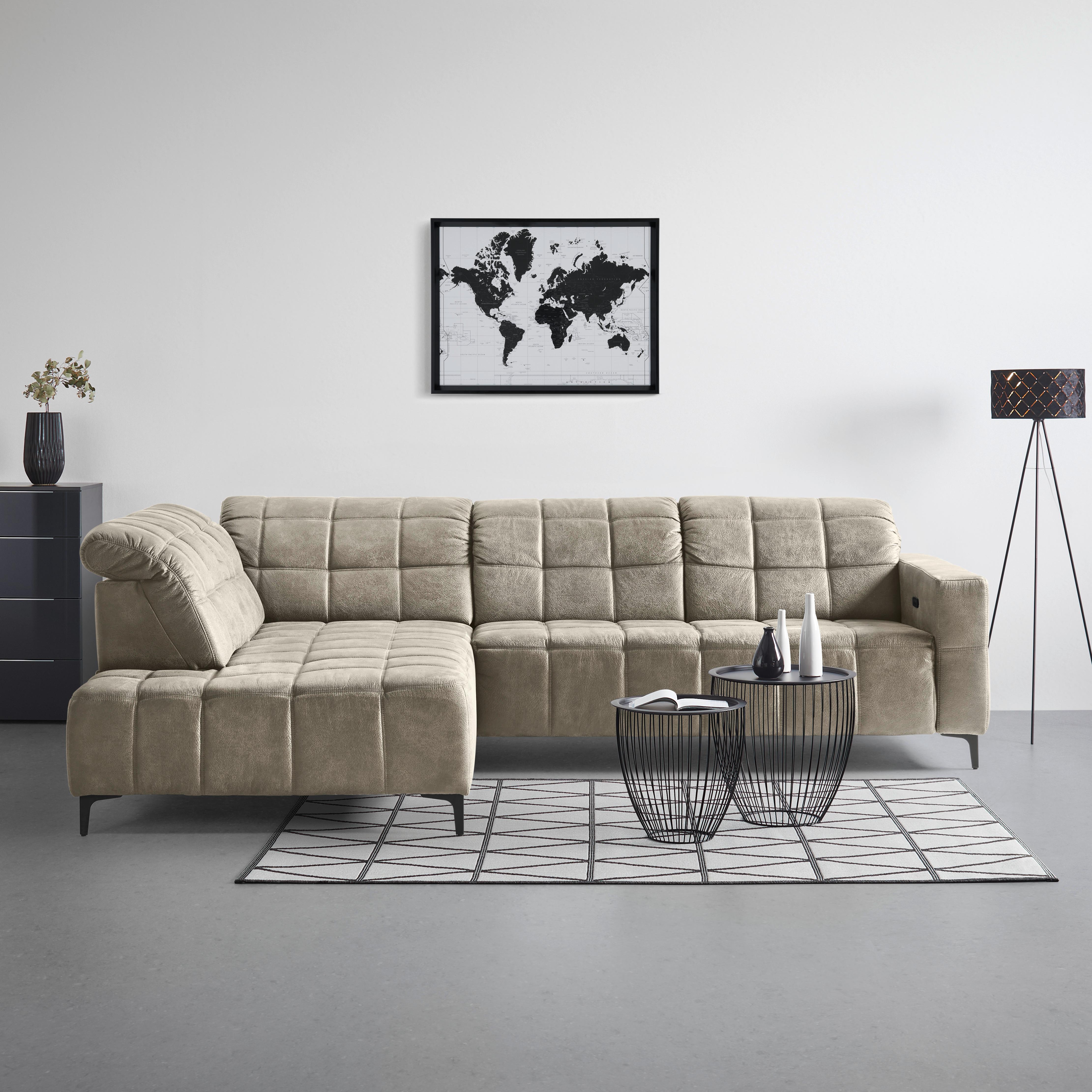 Rohová sedačka PANAMA, levá, šedá - šedá/černá, Konvenční, kov/textil (216/304cm) - Premium Living