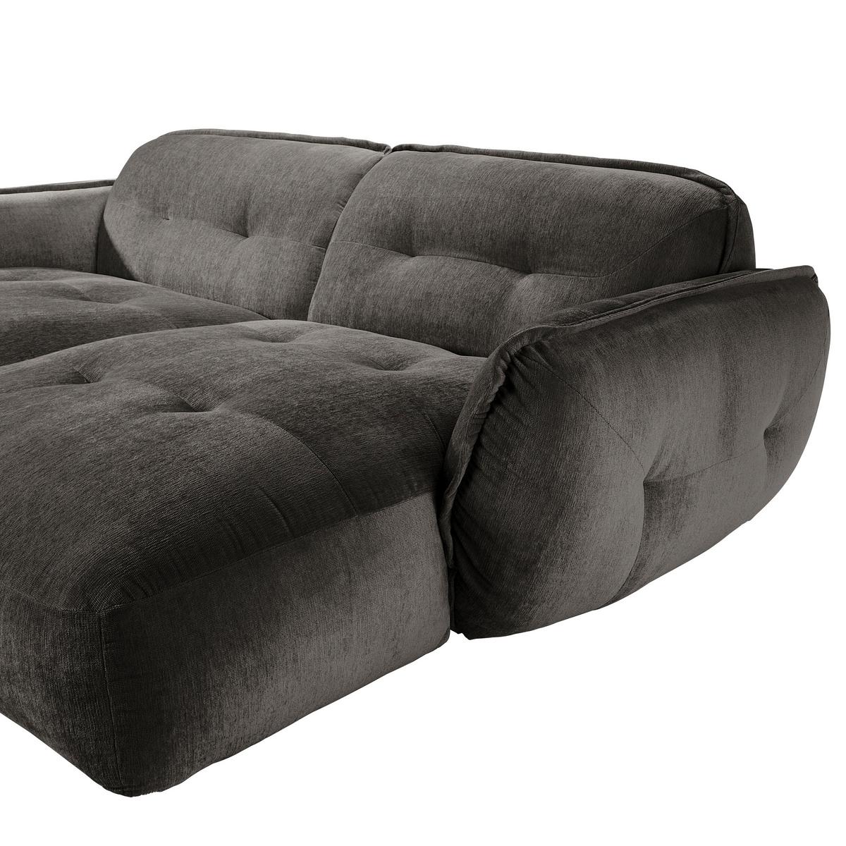 Bigsofa Fluffy, Anthrazit B: 285 Cm - Anthrazit/Schwarz, MODERN, Textil (285/87/184cm) - Trendmanufaktur