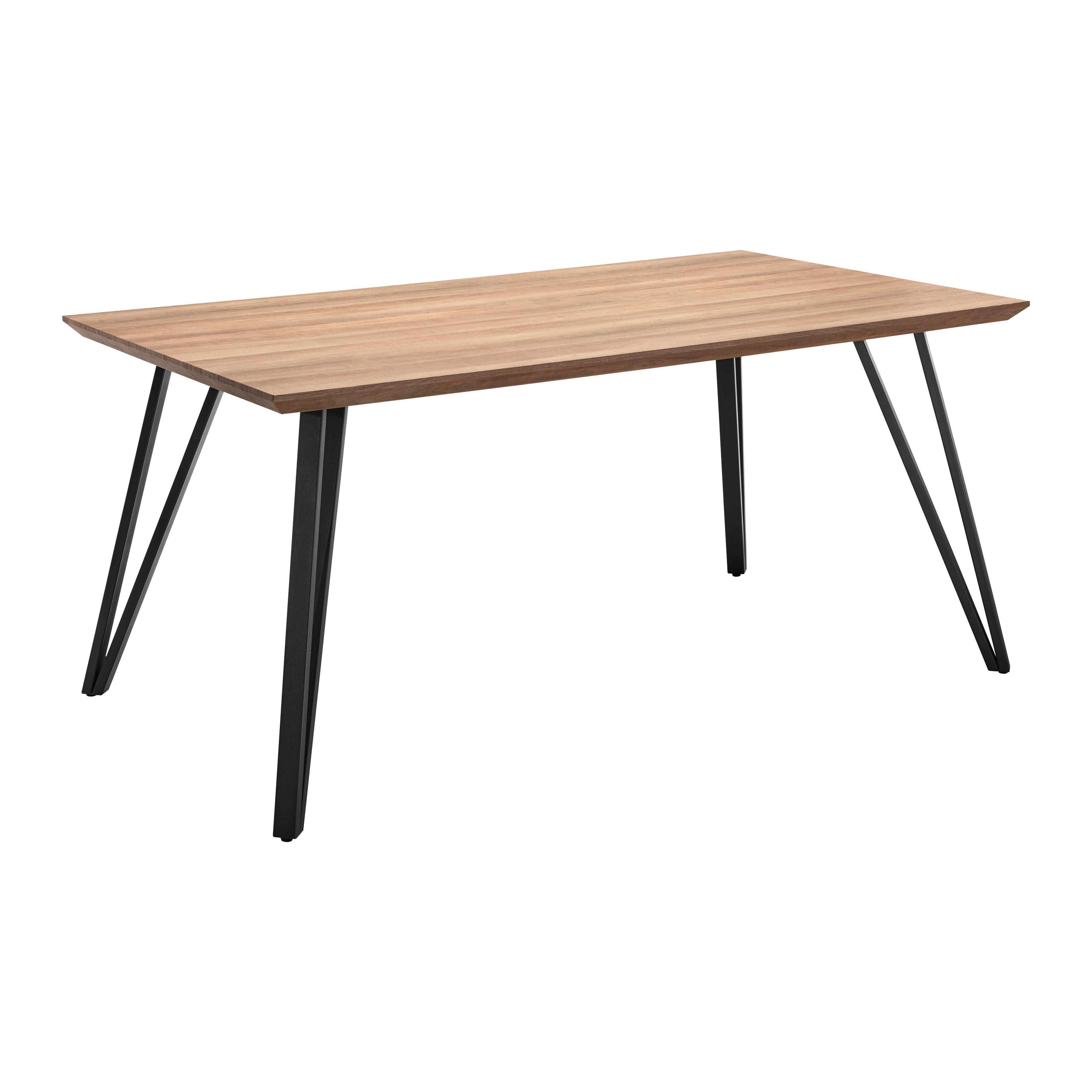 Jedálenský stôl Delia 160x90 cm - čierna/farba orecha, Modern, kov/kompozitné drevo (160/90/75cm) - P & B