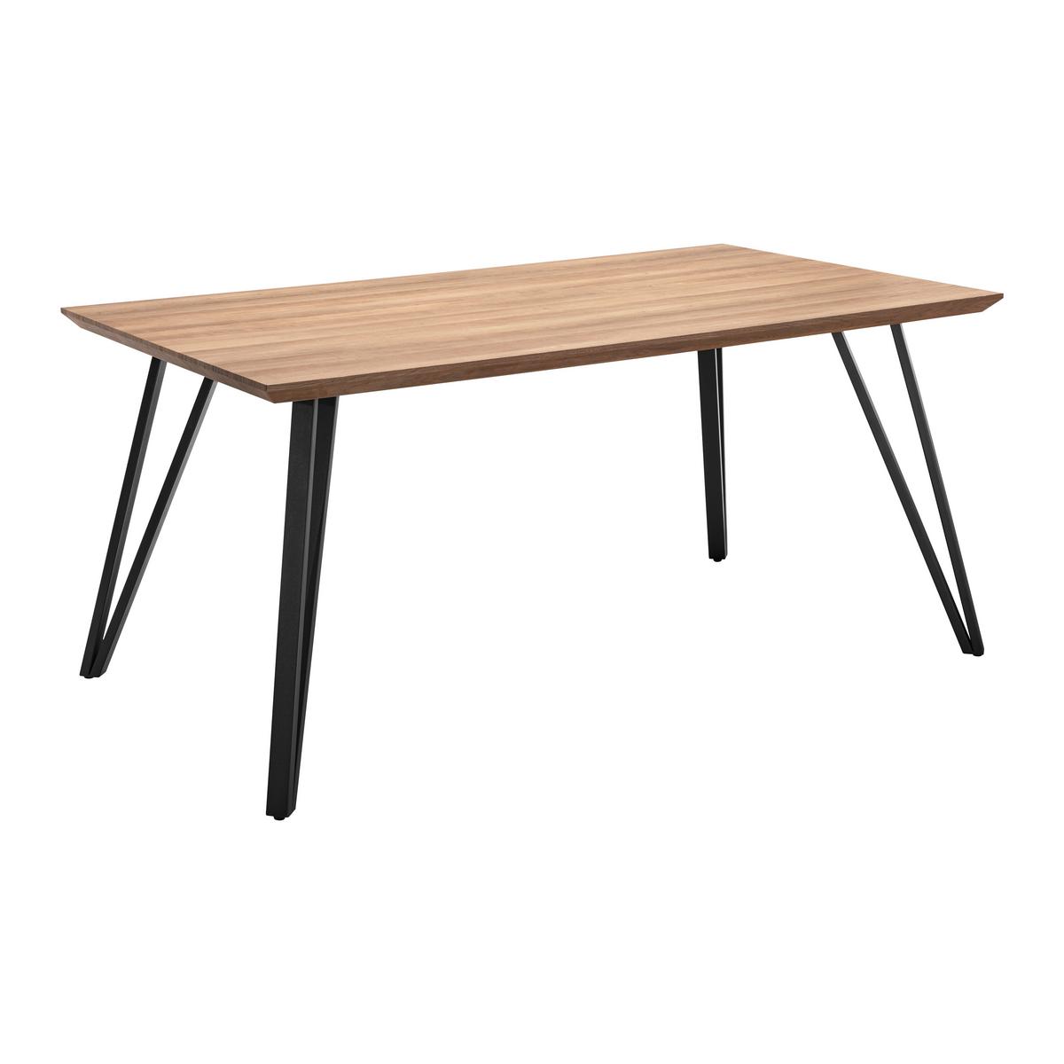 Jídelní stůl Delia 160 - černá/barvy ořechu, Moderní, kov/kompozitní dřevo (160/75/90cm) - P & B