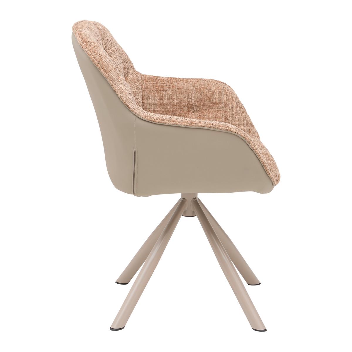 Stolička s podrúčkami EILEEN hnedá/sivá/béžová - hnedá/sivá, Modern, kov/textil (62/85/62cm) - Mömax