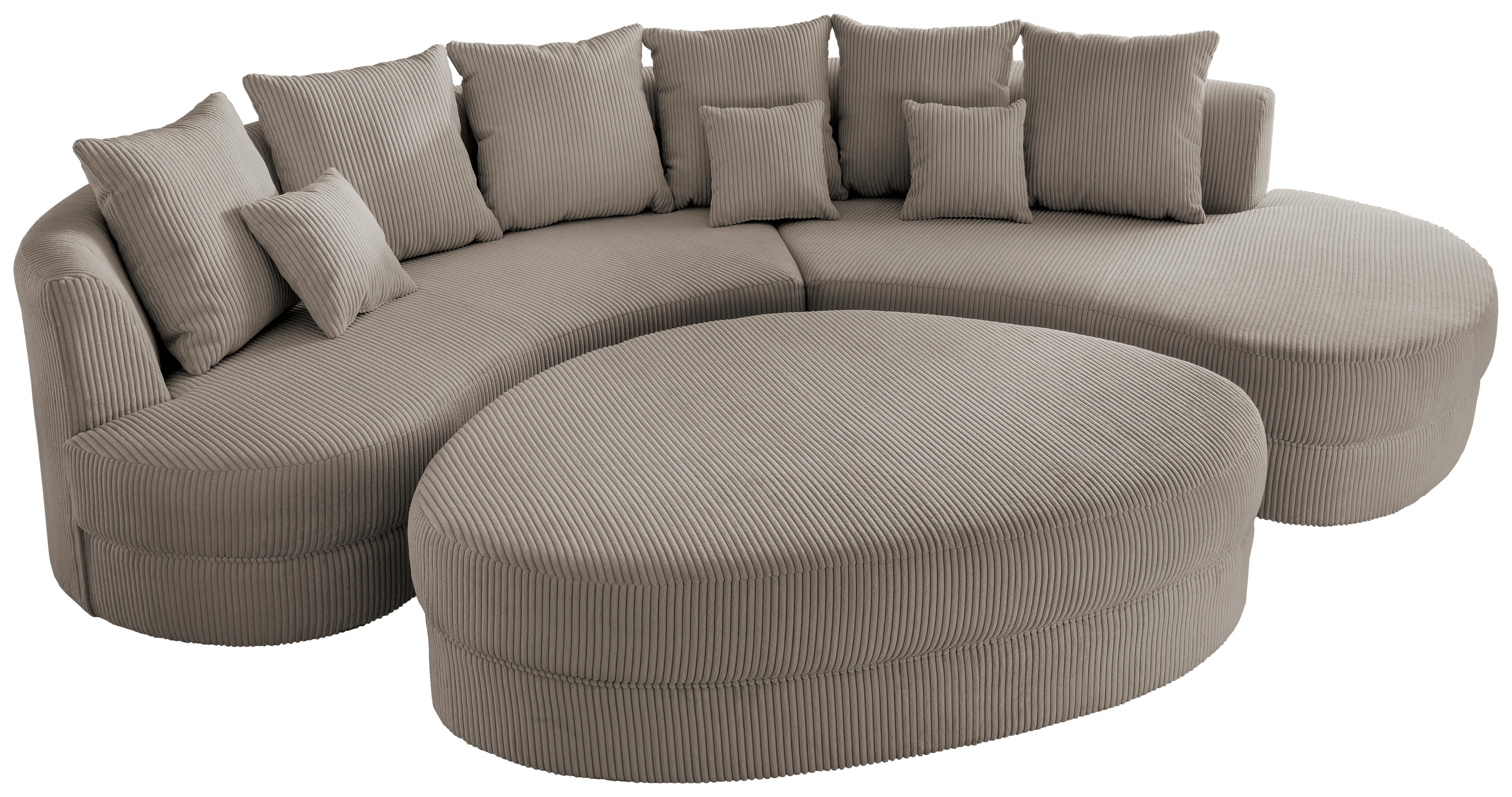 Wohnlandschaft Limoncello Graubraun S: 300x160 cm - Graubraun/Schwarz, Design, Textil (300/160cm) - Livetastic