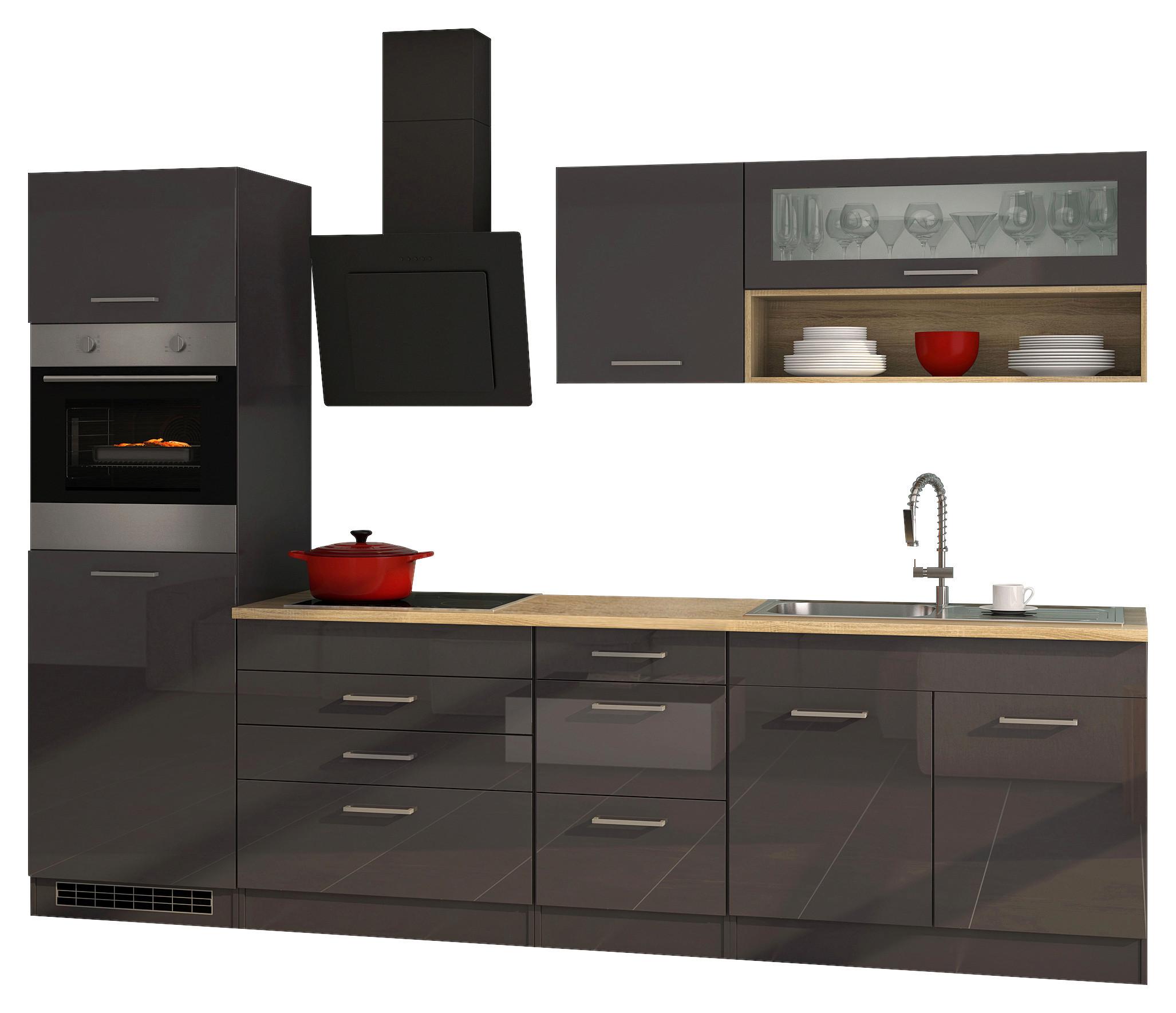 Küchenleerblock Mailand Graphitfarben B: 290cm - Graphitfarben/Sonoma Eiche, MODERN, Holzwerkstoff (290cm) - Held