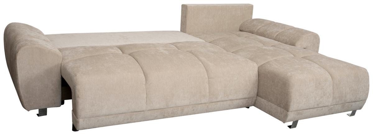 Eckschlafsofa Ramon Beige S: 296x182 cm - Chromfarben/Beige, Trend, Textil (296/182cm)