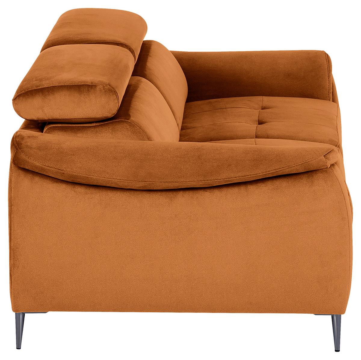 Schlafsofa Pafos Cognac B: 203 cm - Chromfarben/Cognac, Design, Textil (203/77-98/103cm) - MID.YOU