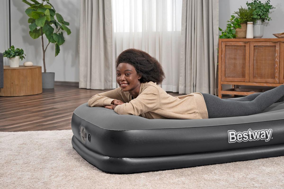 Luftbett Noah 191x97x36 cm Bis 150kg, inkl. Pumpe - Dunkelgrau/Schwarz, KONVENTIONELL, Kunststoff/Metall (191/97/36cm) - Bestway