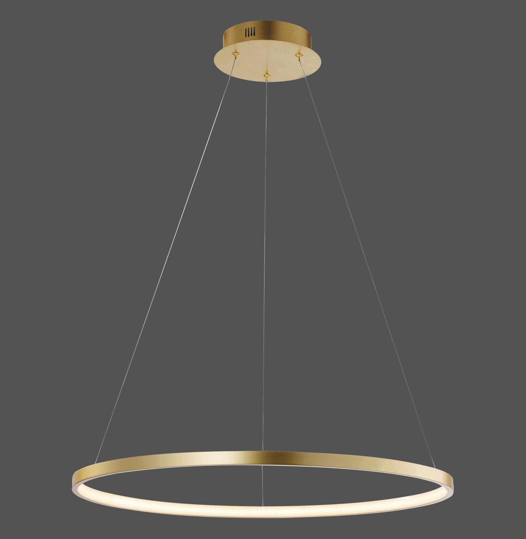LED-Hängeleuchte Circle H: 120 cm 1-Flammig - Goldfarben, Design, Kunststoff/Metall (60/60/120cm)
