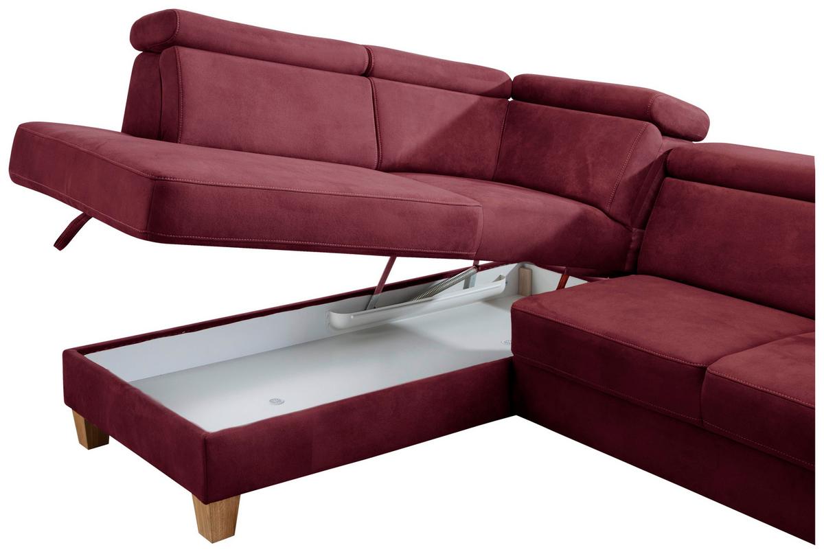 Ecksofa Arngast bordeaux mit Bettkasten, 194x245 cm - Eichefarben/Bordeaux, KONVENTIONELL, Textil (194/245cm) - Sit & More