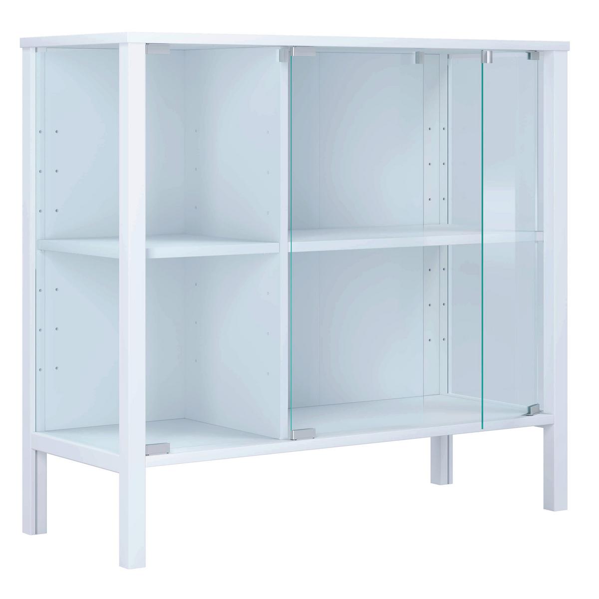 SIDEBOARD Jensol, Weiß B: 87 cm - Klar/Weiß, Design, Glas/Holzwerkstoff (87/80/35cm) - Livetastic
