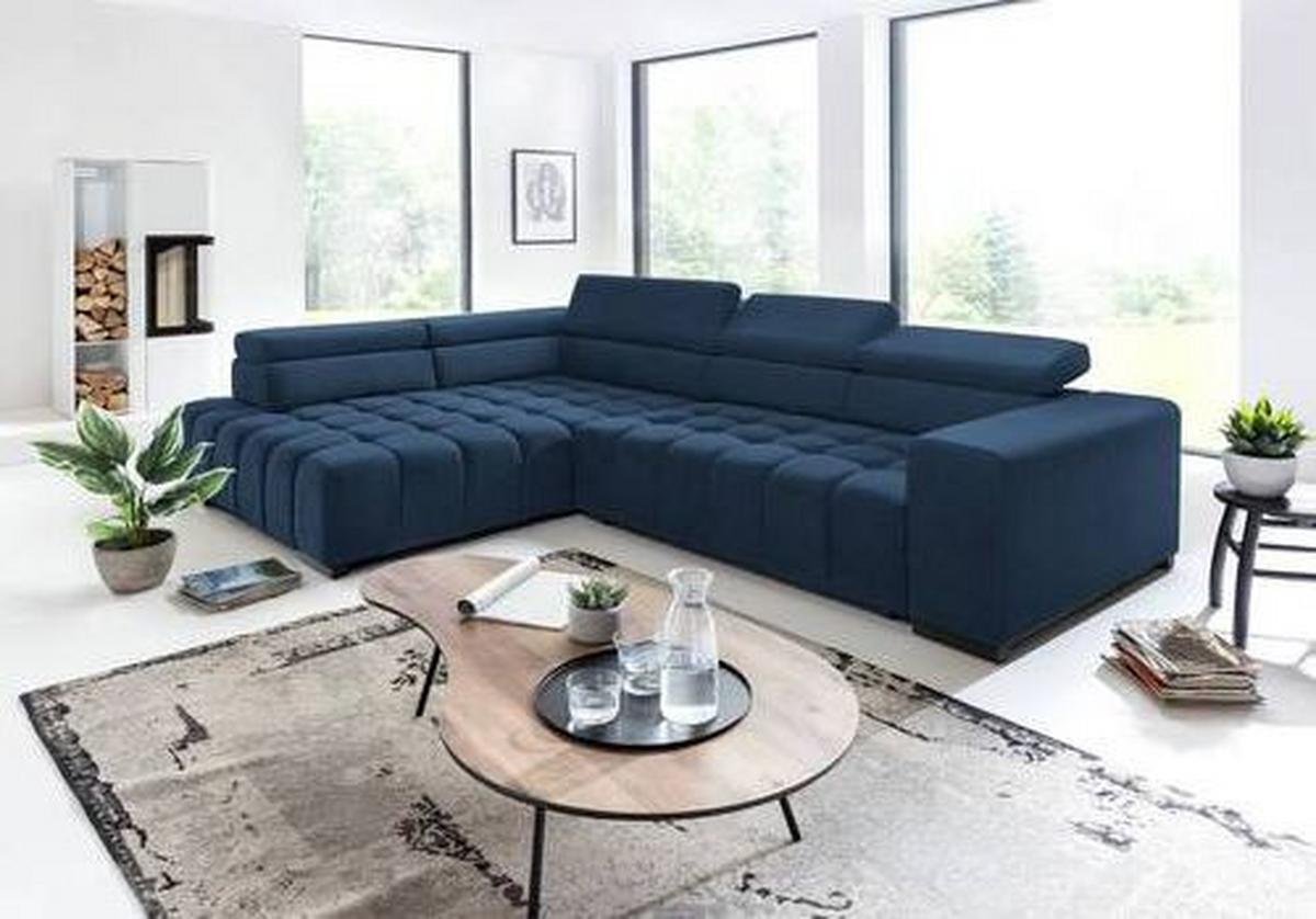 Eckschlafsofa Elias Neu Blau S: 201 Cm - Blau/Schwarz, Design, Textil (201/307cm) - Livetastic
