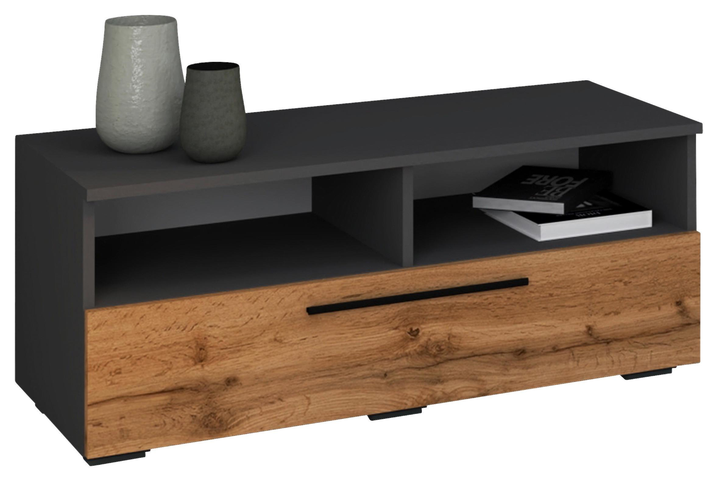 TV-Lowboard Arila B: 95 cm Anthrazit/Honigeiche Dekor