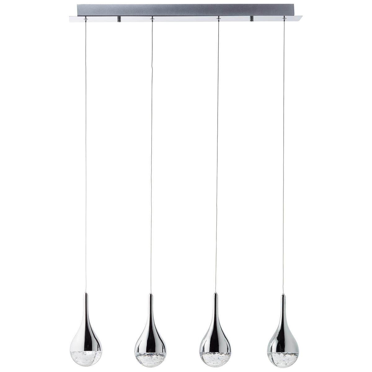 LED-Hängeleuchte Frizzante H: 114,5 cm 4-Flammig Kürzbar - Chromfarben, Design, Glas/Metall (70/9/114,50cm) - Brilliant