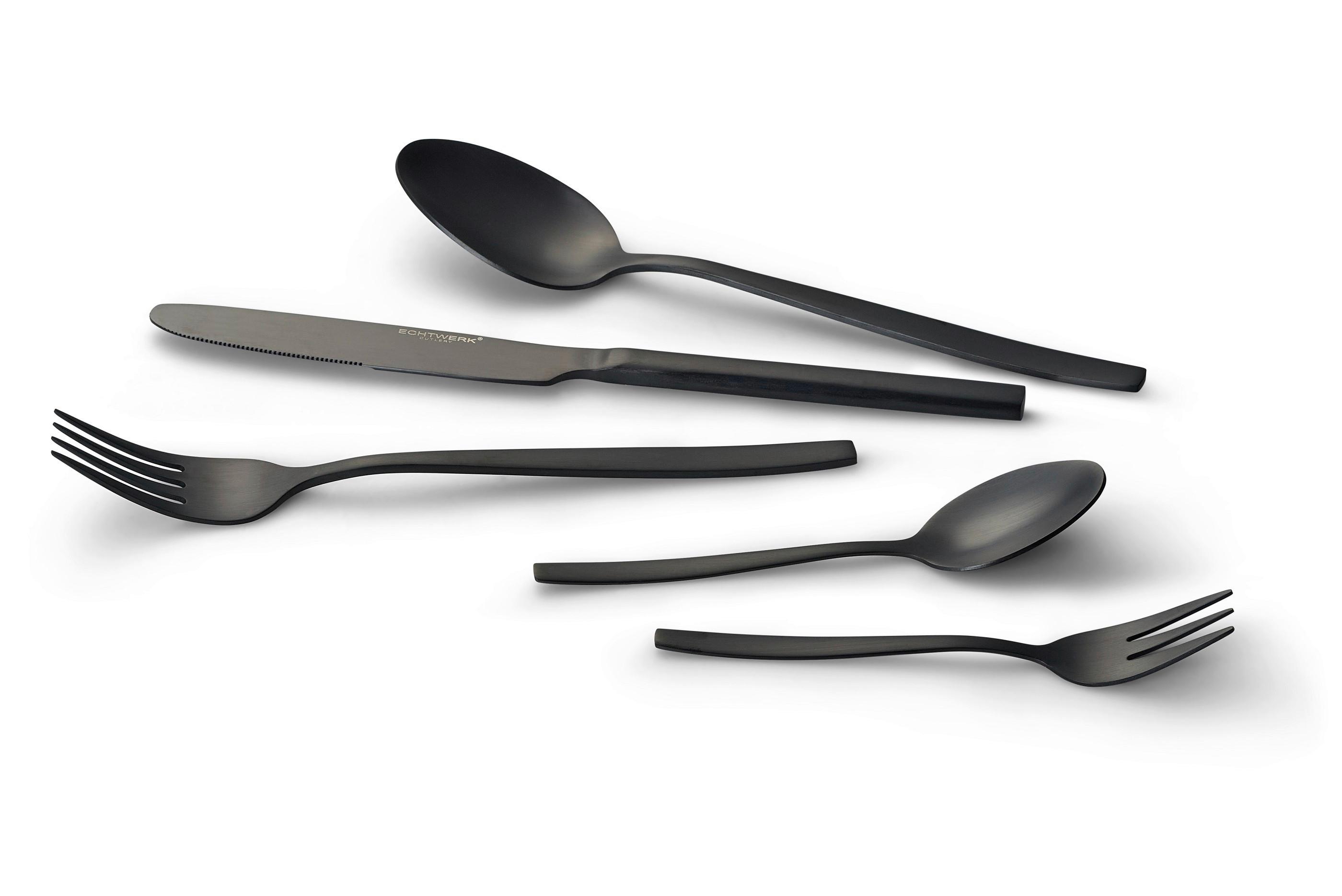Echtwerk Tafelbesteckset Edelstahl; Schwarz, 30-Teilig - Schwarz, Basics, Metall (1,22kg) - Echtwerk