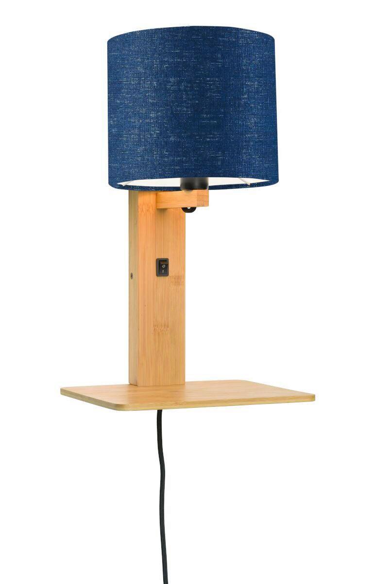 Wandleuchte Andes/W1/N/1815/Bd - Blau/Naturfarben, Trend, Holz/Textil (19/24/36cm) - Good & Mojo