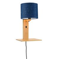 WANDLEUCHTE ANDES/W1/N/1815/BD - Blau/Naturfarben, Trend, Holz/Textil (19/24/36cm) - Good & Mojo