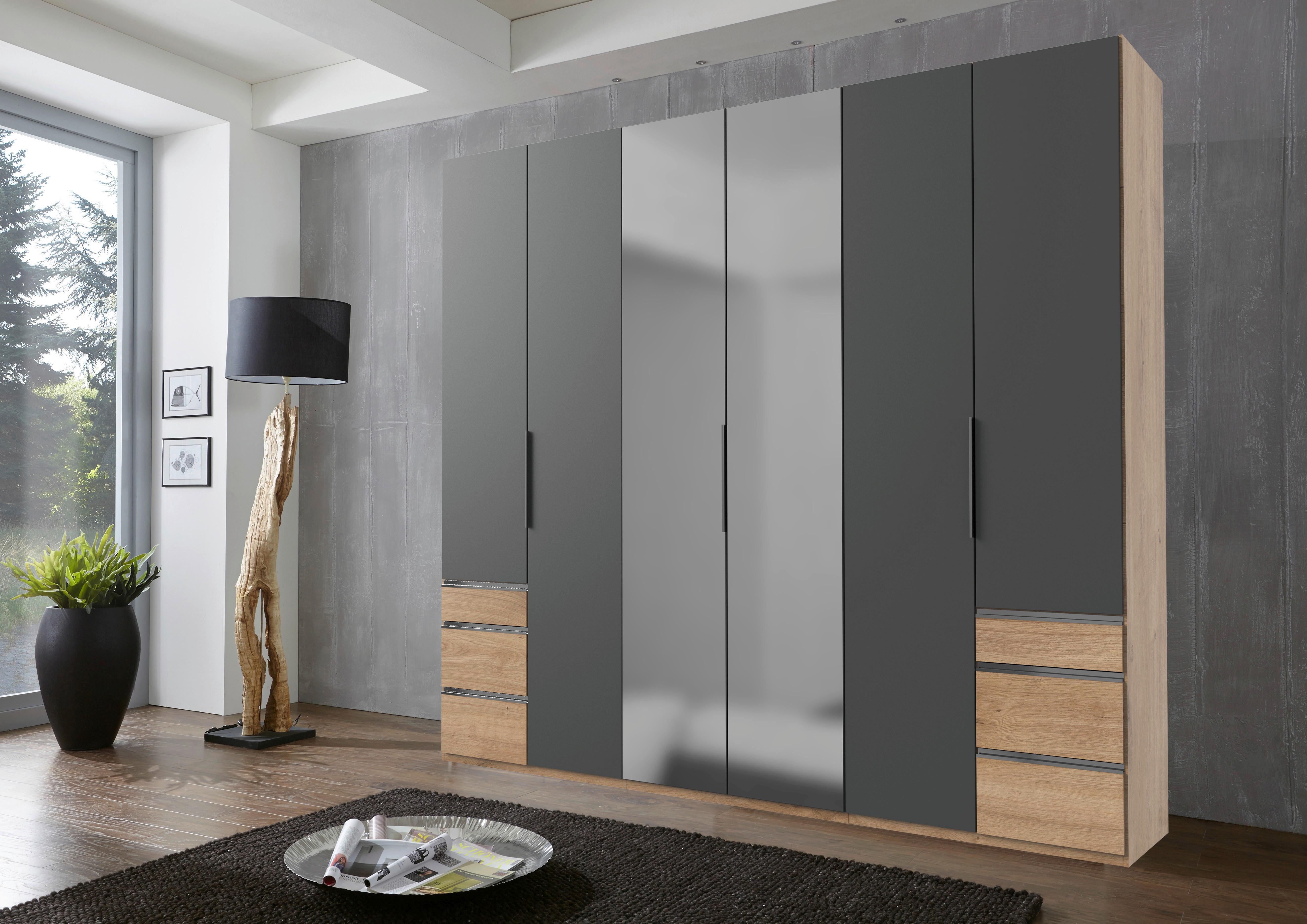 Drehtürenschrank 300cm Level, Graphit/eiche Dekor - Eichefarben/Graphitfarben, MODERN, Holzwerkstoff (300/236/58cm) - MID.YOU