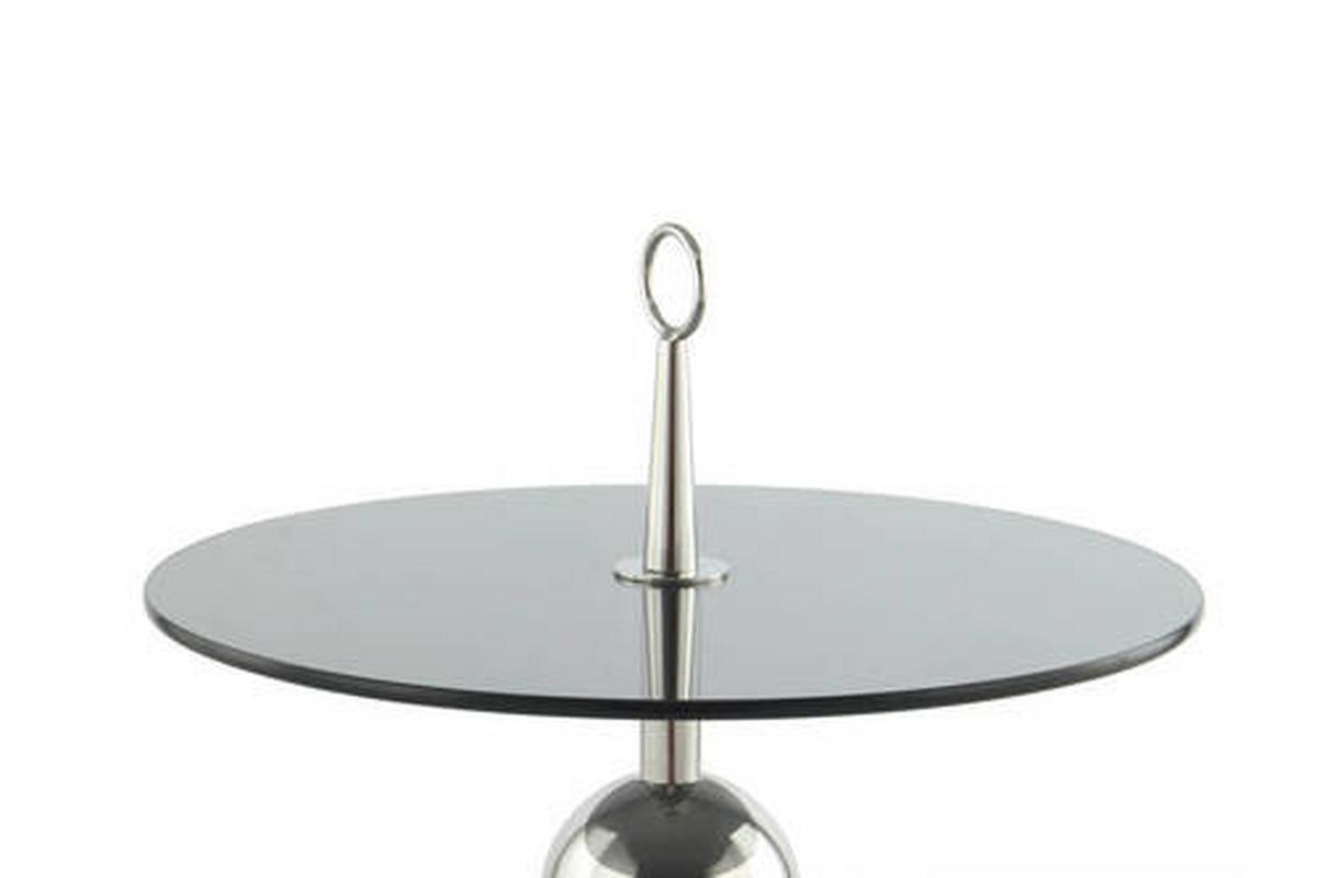 Beistelltisch Mit Glasplatte Rund Ontario, Grau/silber - Silberfarben/Grau, MODERN, Glas/Metall (46/46/52cm) - Kayoom