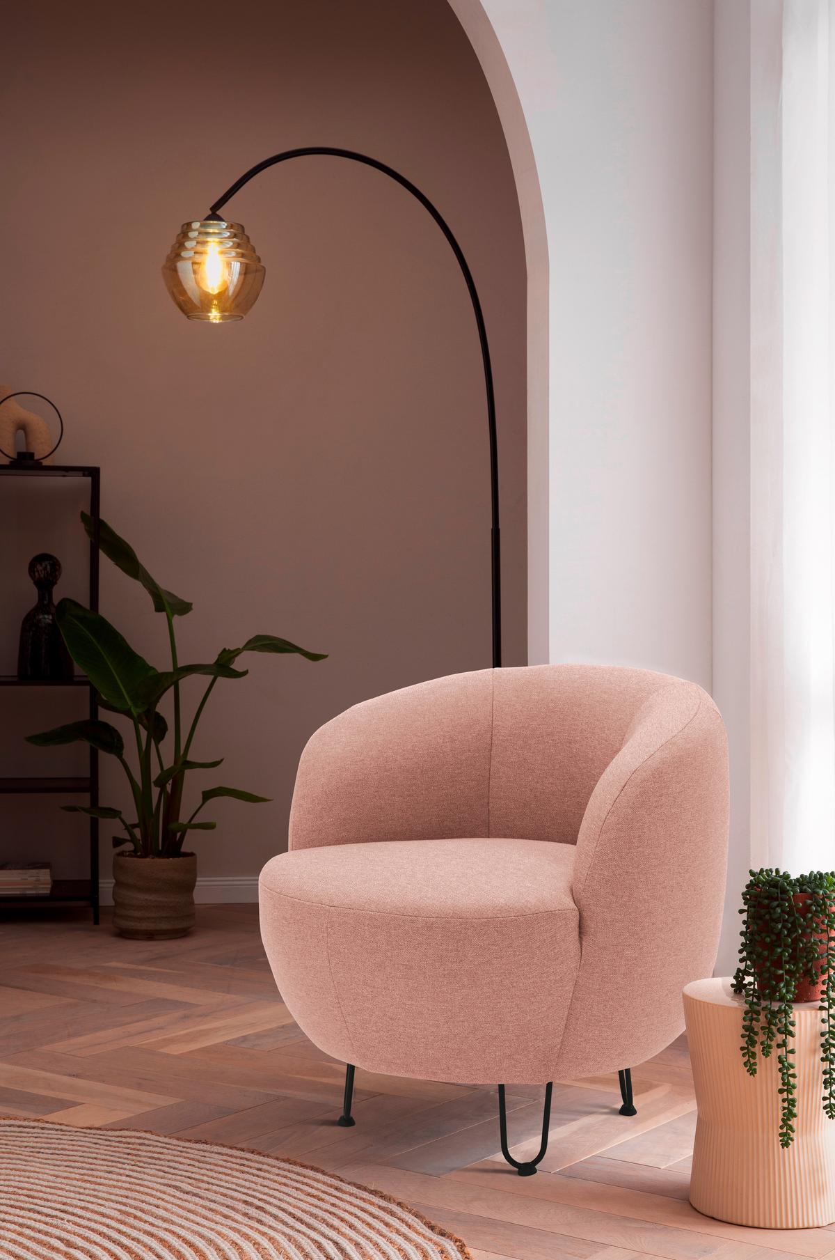 Sessel Rosa B: 72 cm - Schwarz/Rosa, Design, Textil (72/74/76cm) - MID.YOU